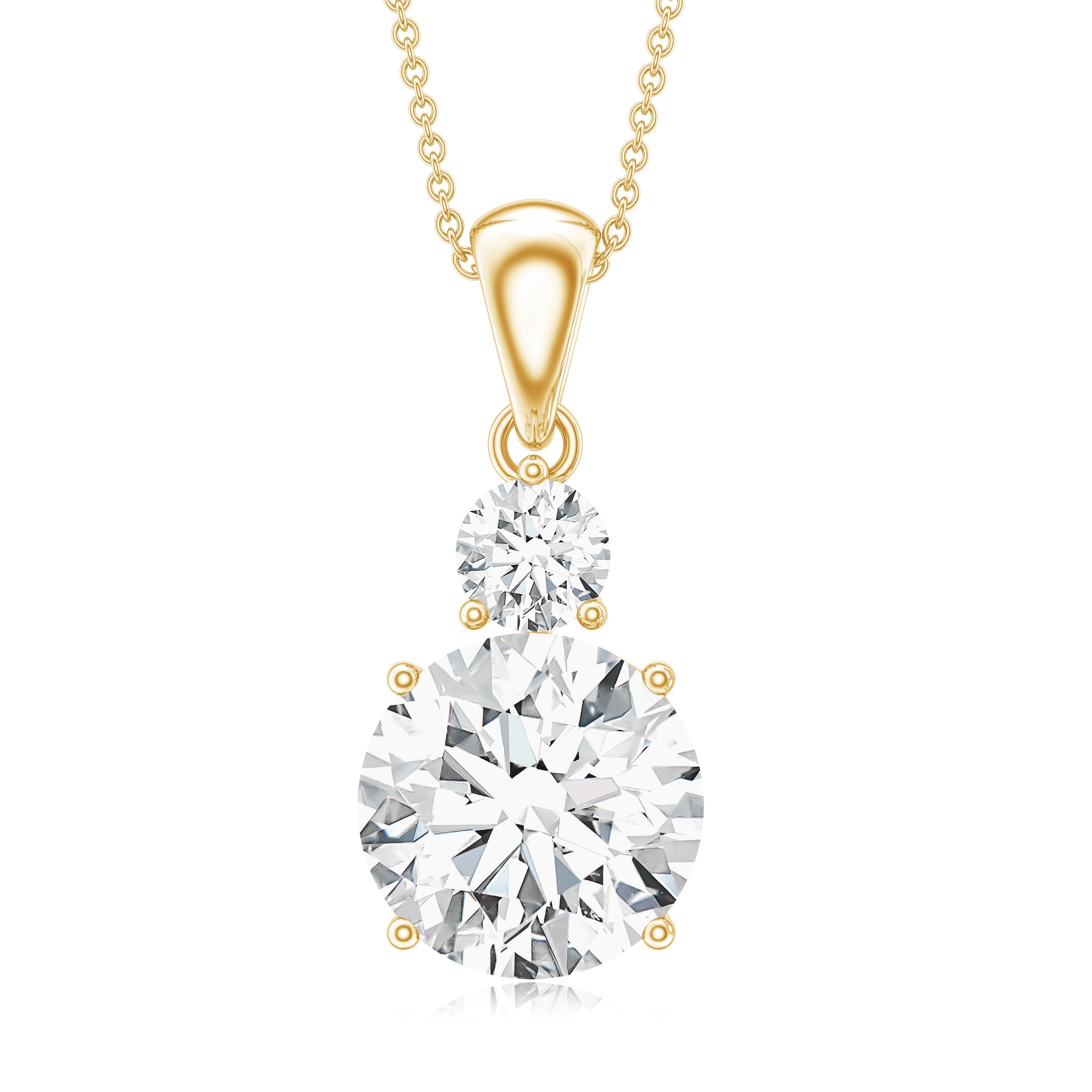 Brilliant Cut Moissanite Two Stone Necklace With Chain D-VS1 - Rosec Jewels