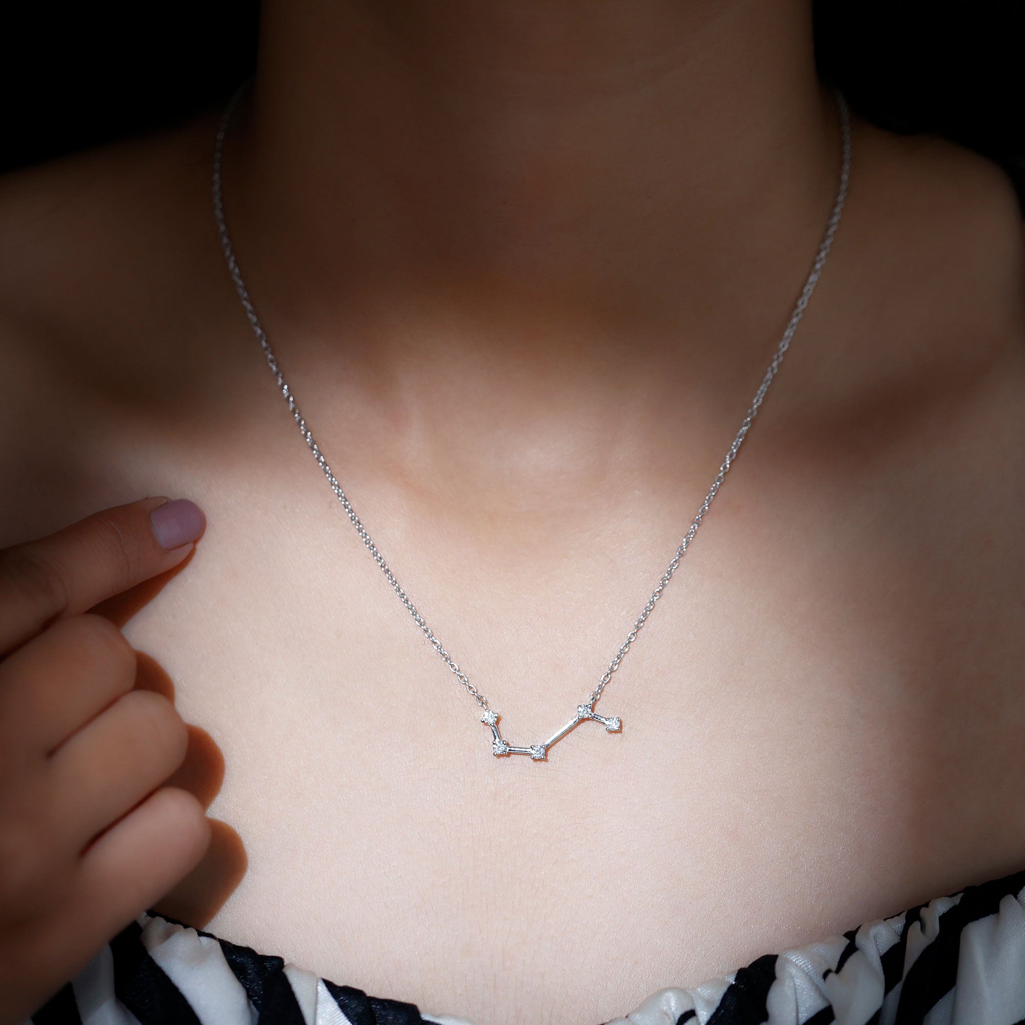 Moissanite Aries Constellation Necklace for Women D-VS1 - Rosec Jewels