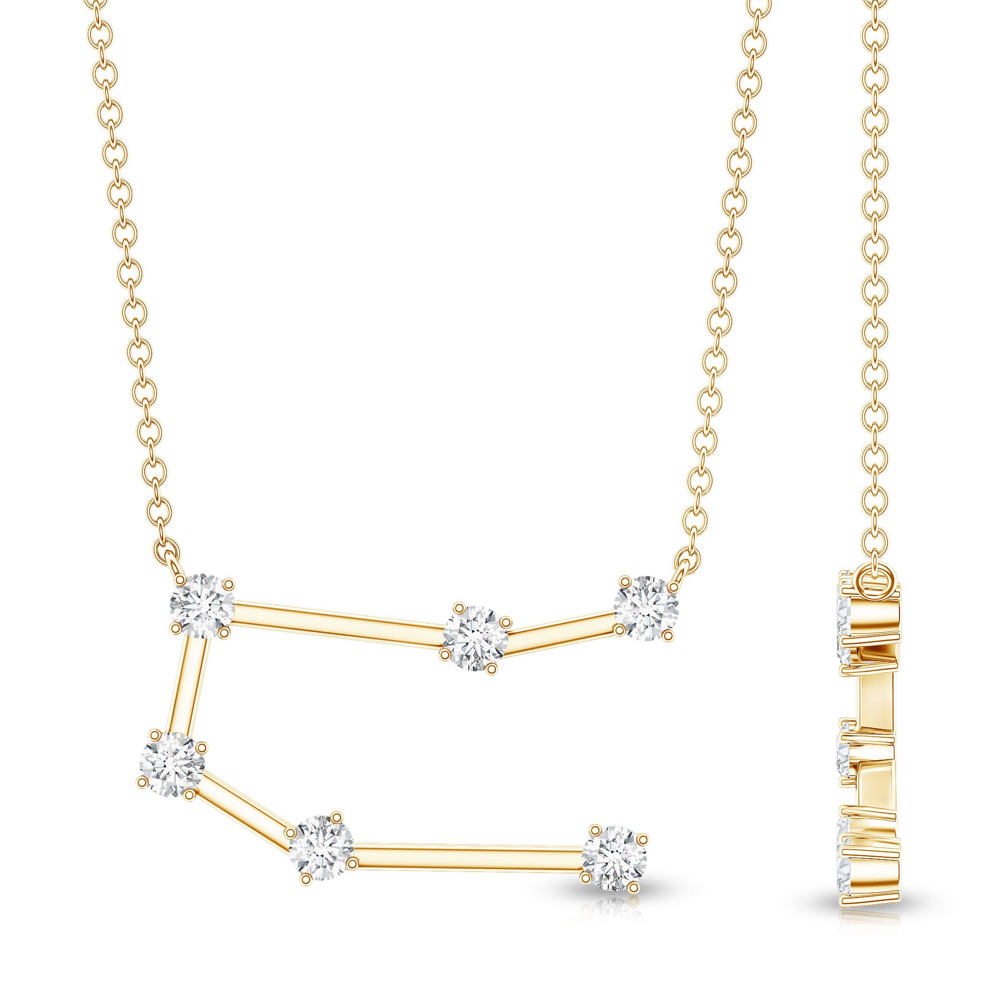 Certified Moissanite Gemini Constellation Necklace D-VS1 - Rosec Jewels