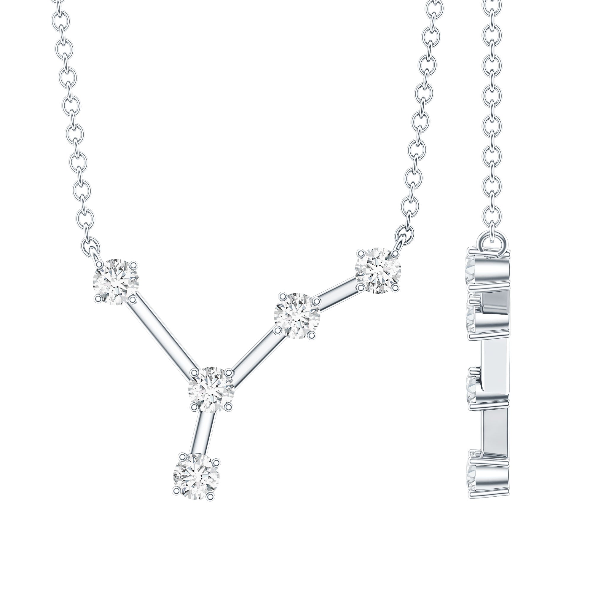 Natural Diamond Zodiac Cancer Constellation Necklace for Women Natural - ( HI-SI ) - Rosec Jewels