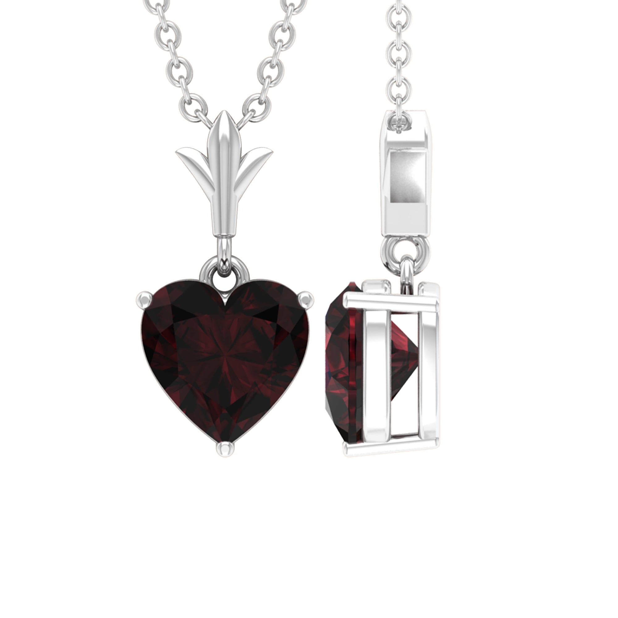 Heart Shape Garnet Solitaire Pendant Necklace