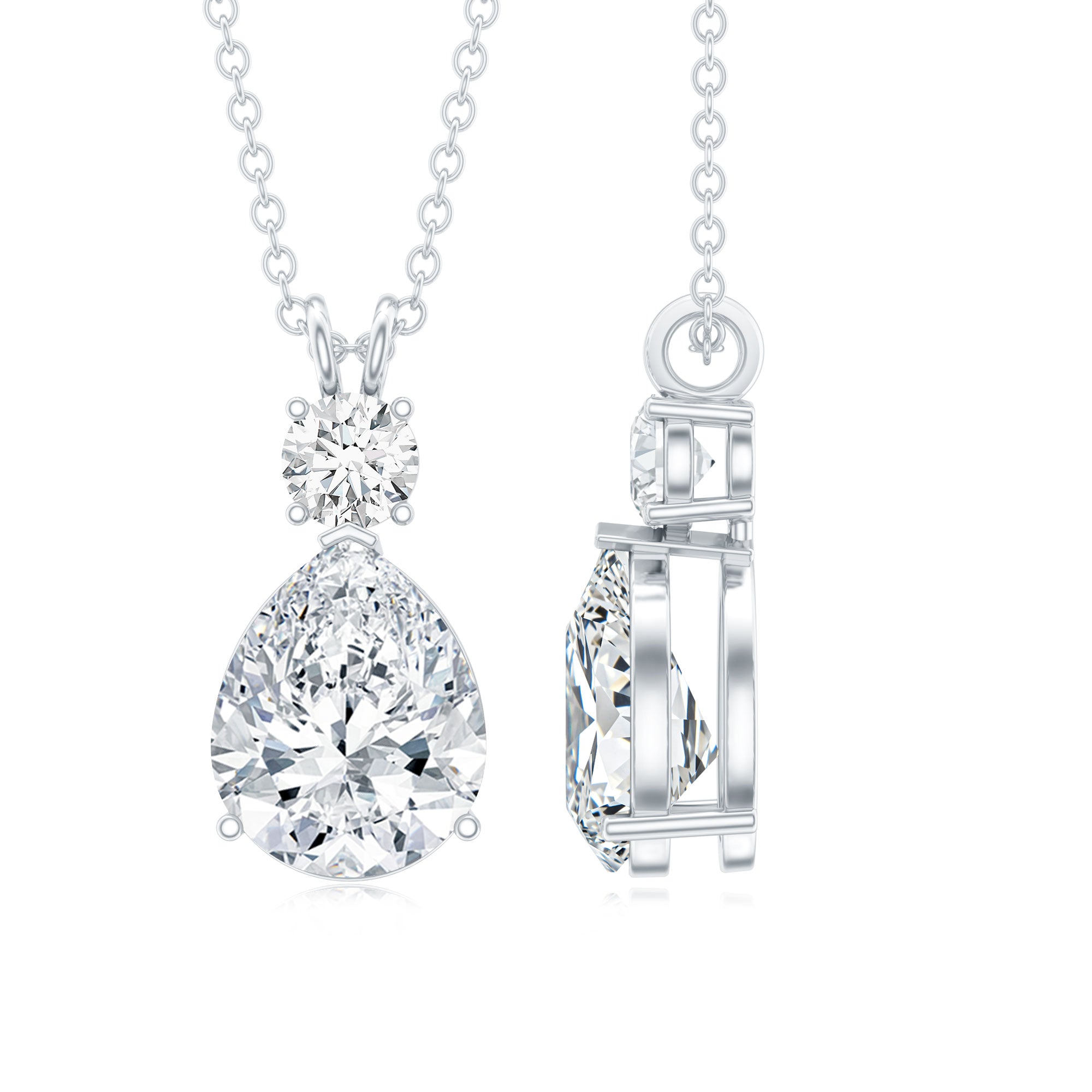 Certified Moissanite Teardrop Pendant Necklace D-VS1 - Rosec Jewels