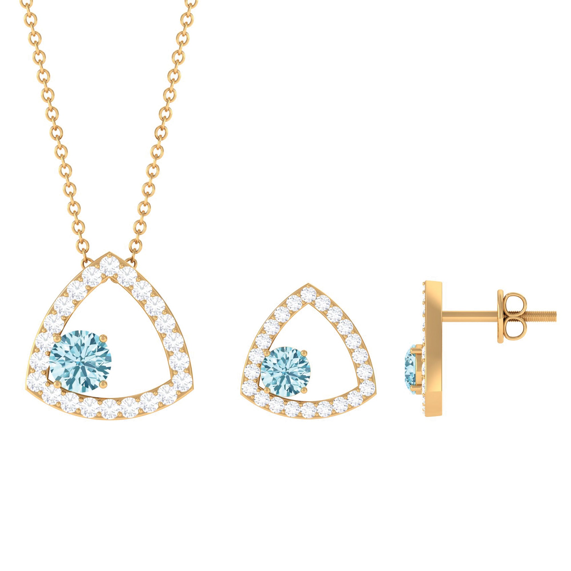 Certified Aquamarine and Moissanite Bridal Jewelry Set AAA - Rosec Jewels