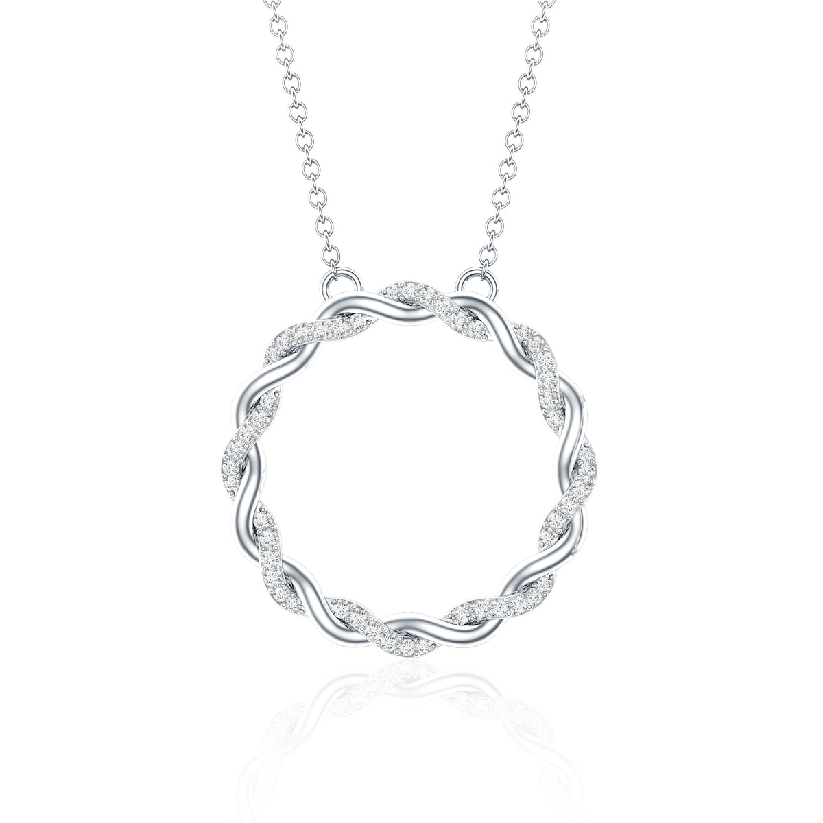 Diamond Twisted Eternity Necklace in Pave Setting Natural - ( HI-SI ) - Rosec Jewels