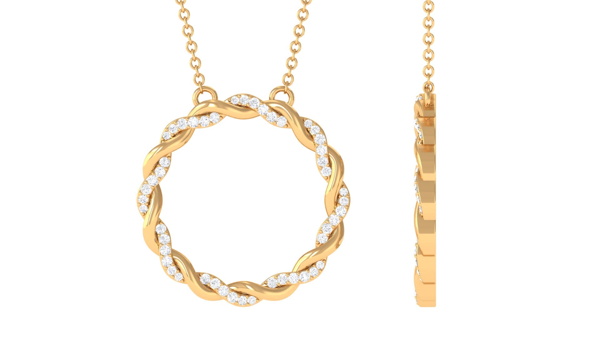 Rosec Jewels-Pure Diamond Twisted Eternity Necklace in Pave Setting