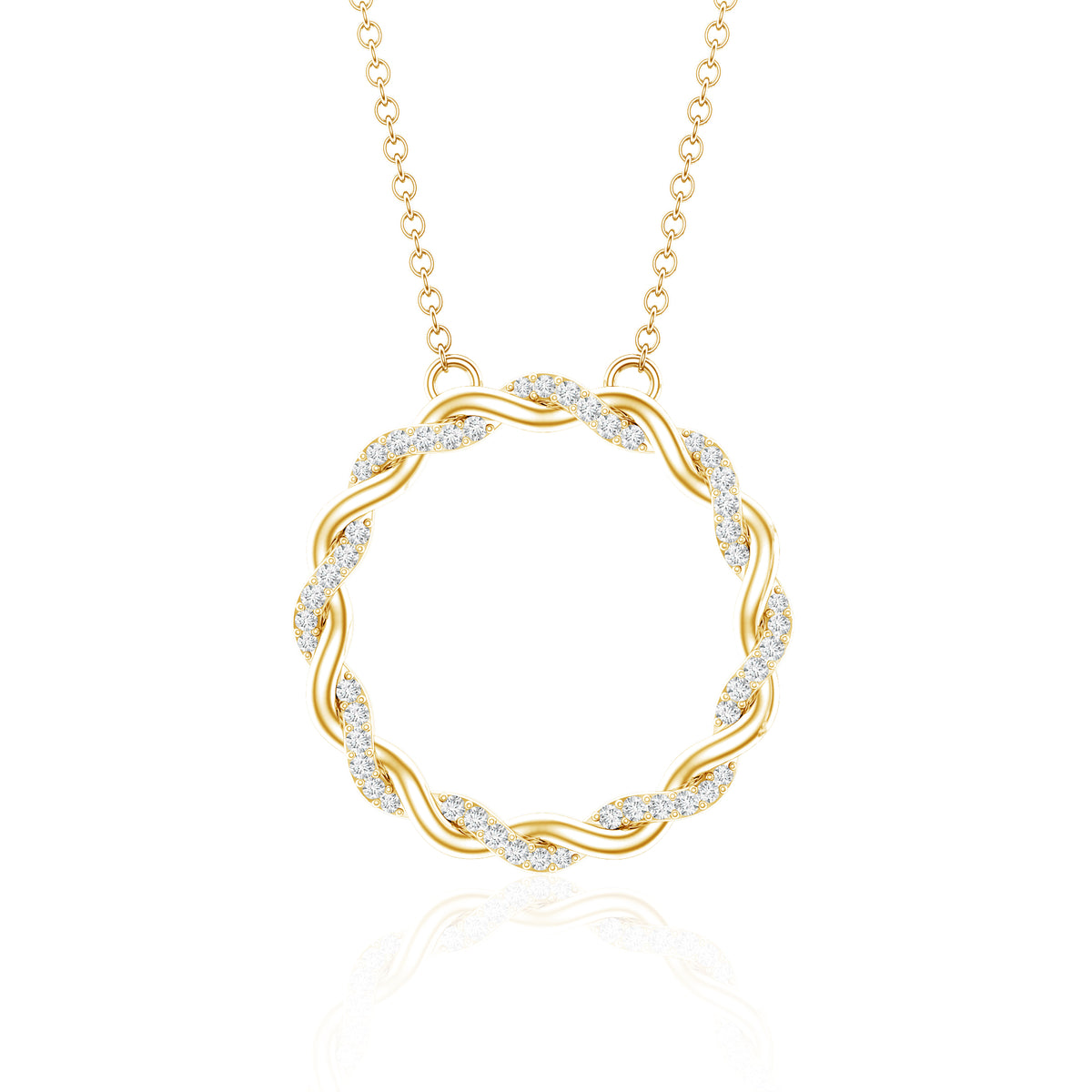 Diamond Twisted Eternity Necklace in Pave Setting Natural - ( HI-SI ) - Rosec Jewels