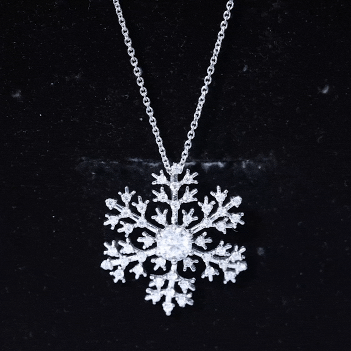 Lab Grown Diamond Snowflake Winter Necklace Lab - ( EF-VS ) - Rosec Jewels