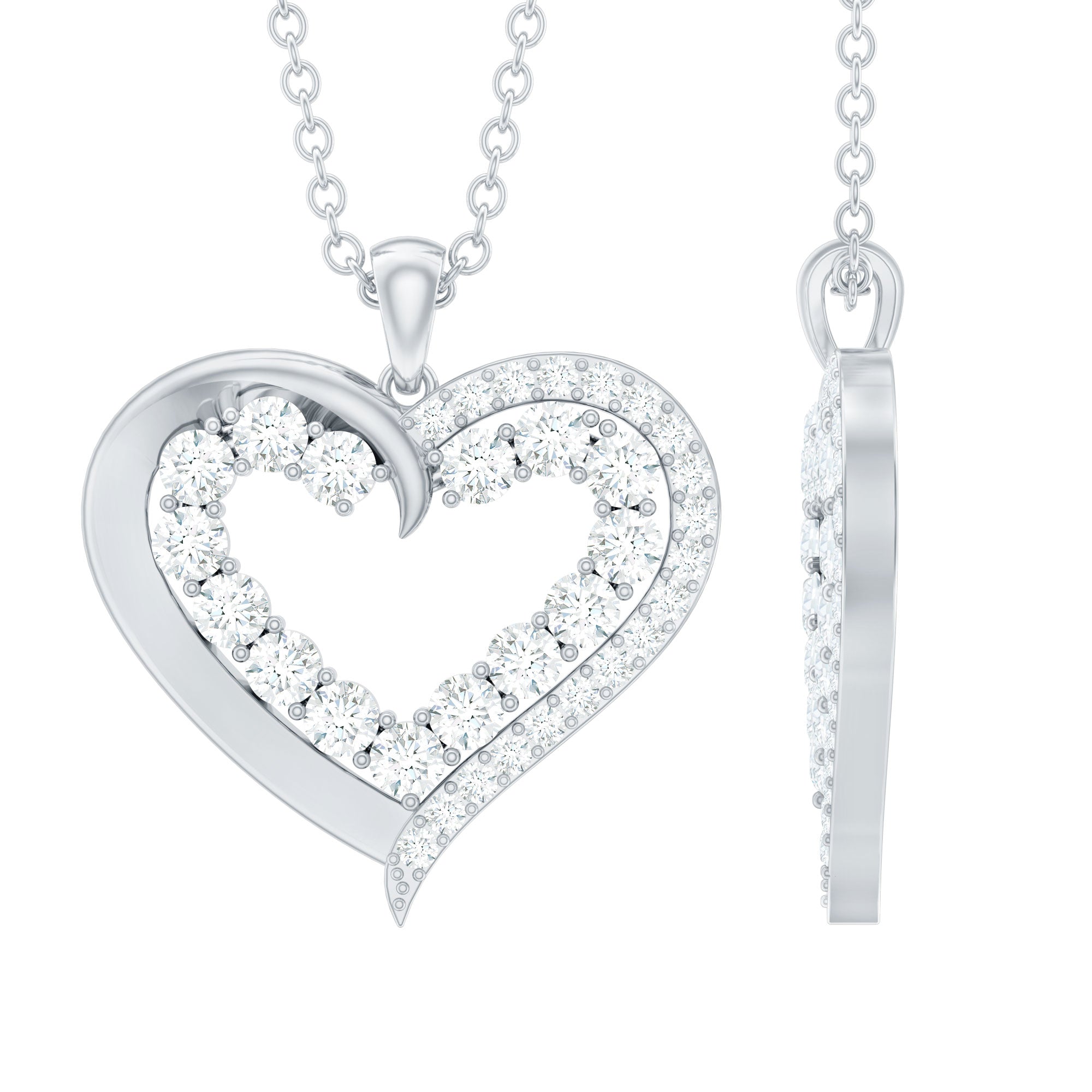 Certified Lab Grown Diamond Designer Heart Necklace For Women