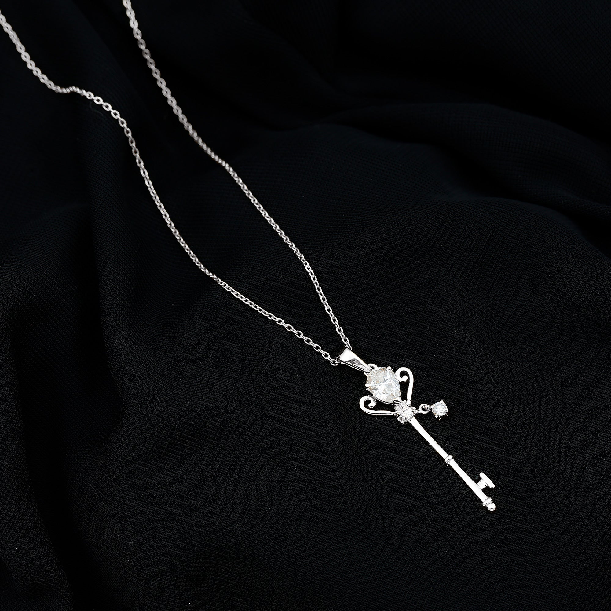 Certified Lab 5X7 MM Pear Shaped Diamond Key Pendant Lab - ( EF-VS ) - Rosec Jewels