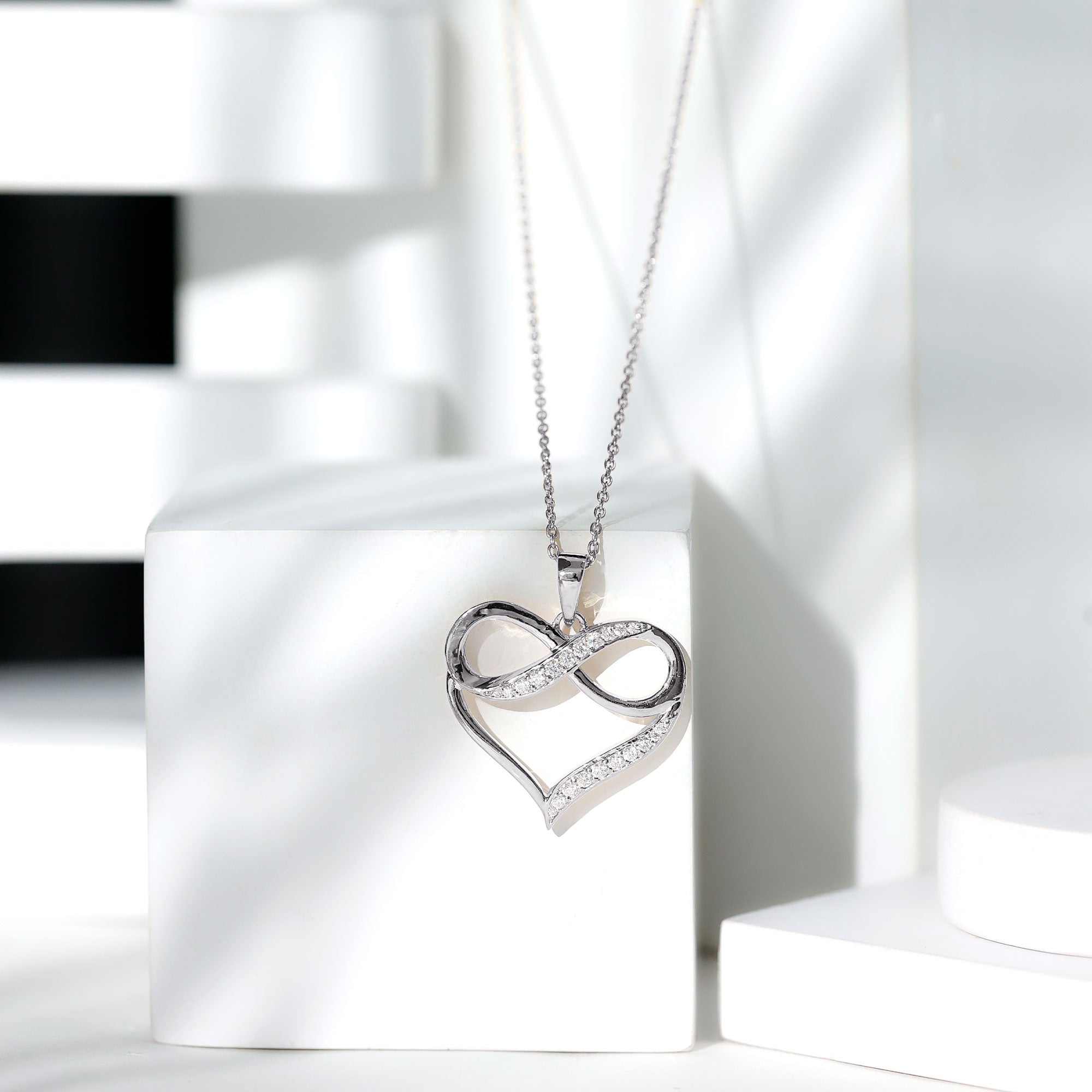Certified Lab Grown Diamond Infinity Heart Necklace For Women Lab - ( EF-VS ) - Rosec Jewels