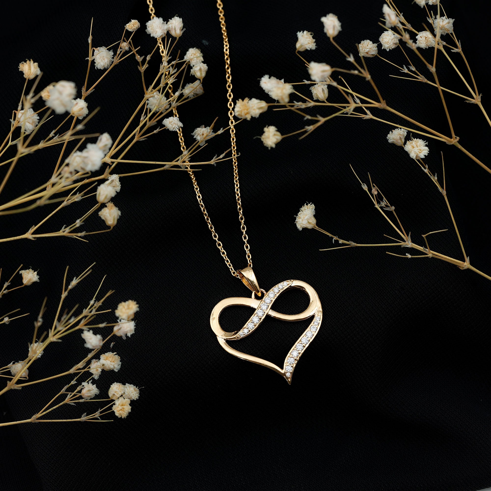 Certified Lab Grown Diamond Infinity Heart Necklace For Women Lab - ( EF-VS ) - Rosec Jewels