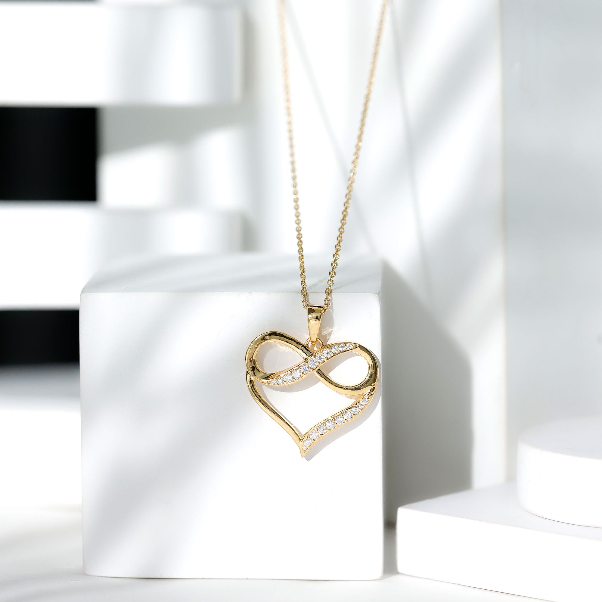 Certified Lab Grown Diamond Infinity Heart Necklace For Women Lab - ( EF-VS ) - Rosec Jewels