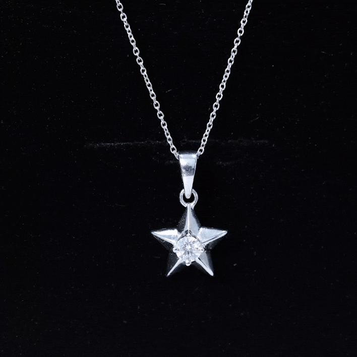 Certified Lab Grown Diamond Star Pendant Necklace For Her Lab - ( EF-VS ) - Rosec Jewels