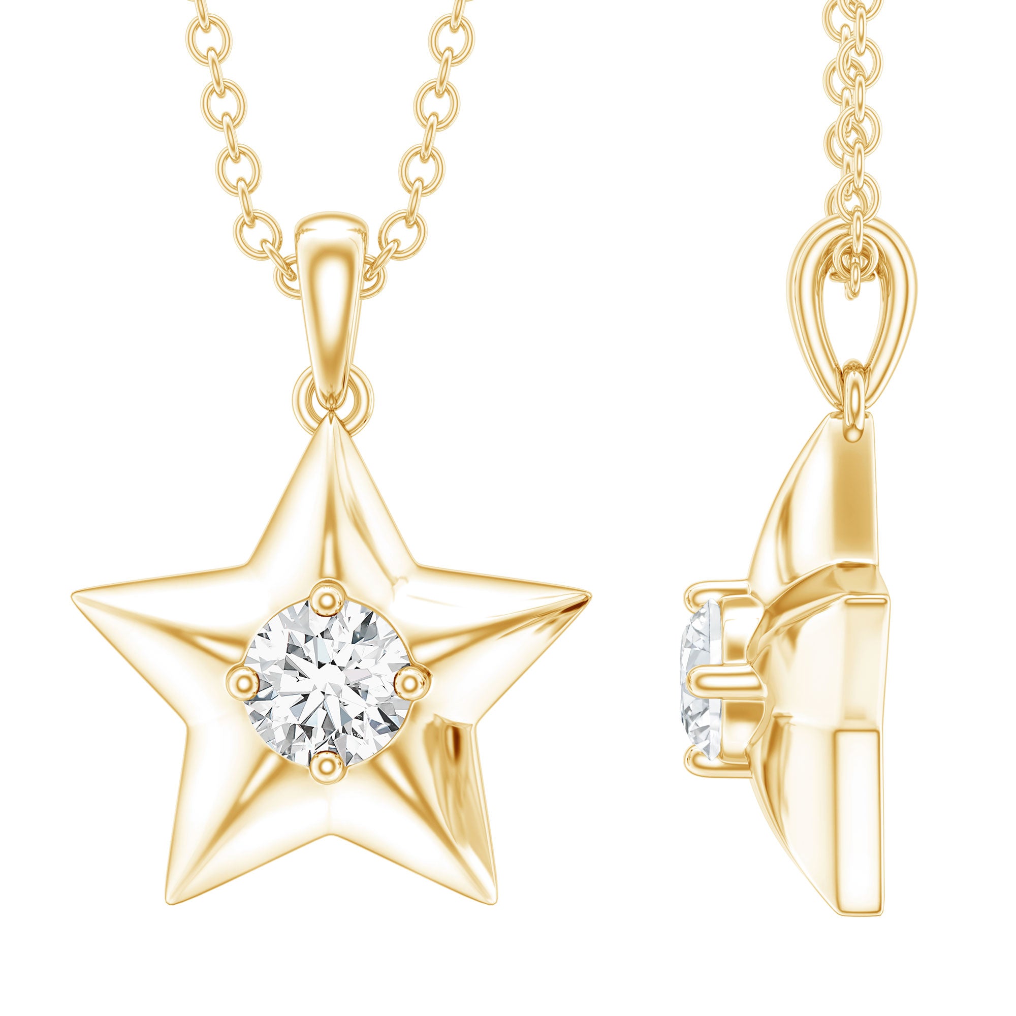 Certified Lab Grown Diamond Star Pendant Necklace For Her Lab - ( EF-VS ) - Rosec Jewels