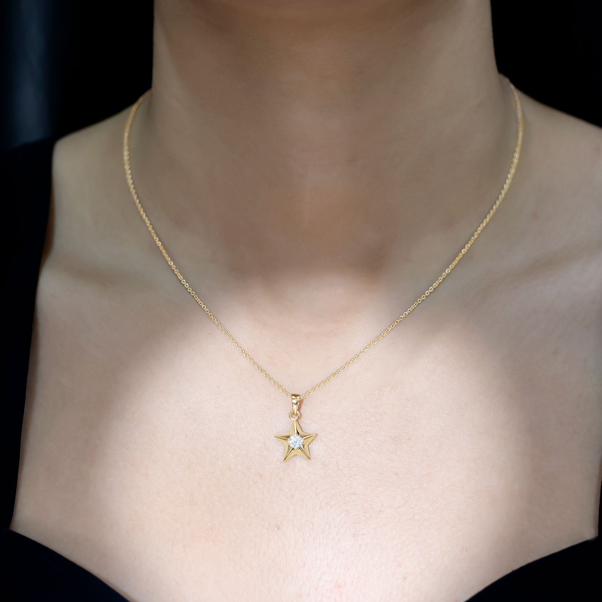 Certified Lab Grown Diamond Star Pendant Necklace For Her Lab - ( EF-VS ) - Rosec Jewels