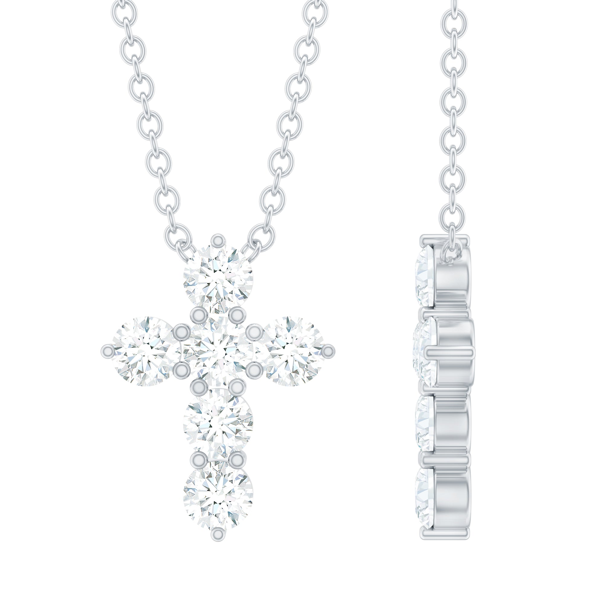 Lab Grown Diamond Religious Cross Pendant Necklace