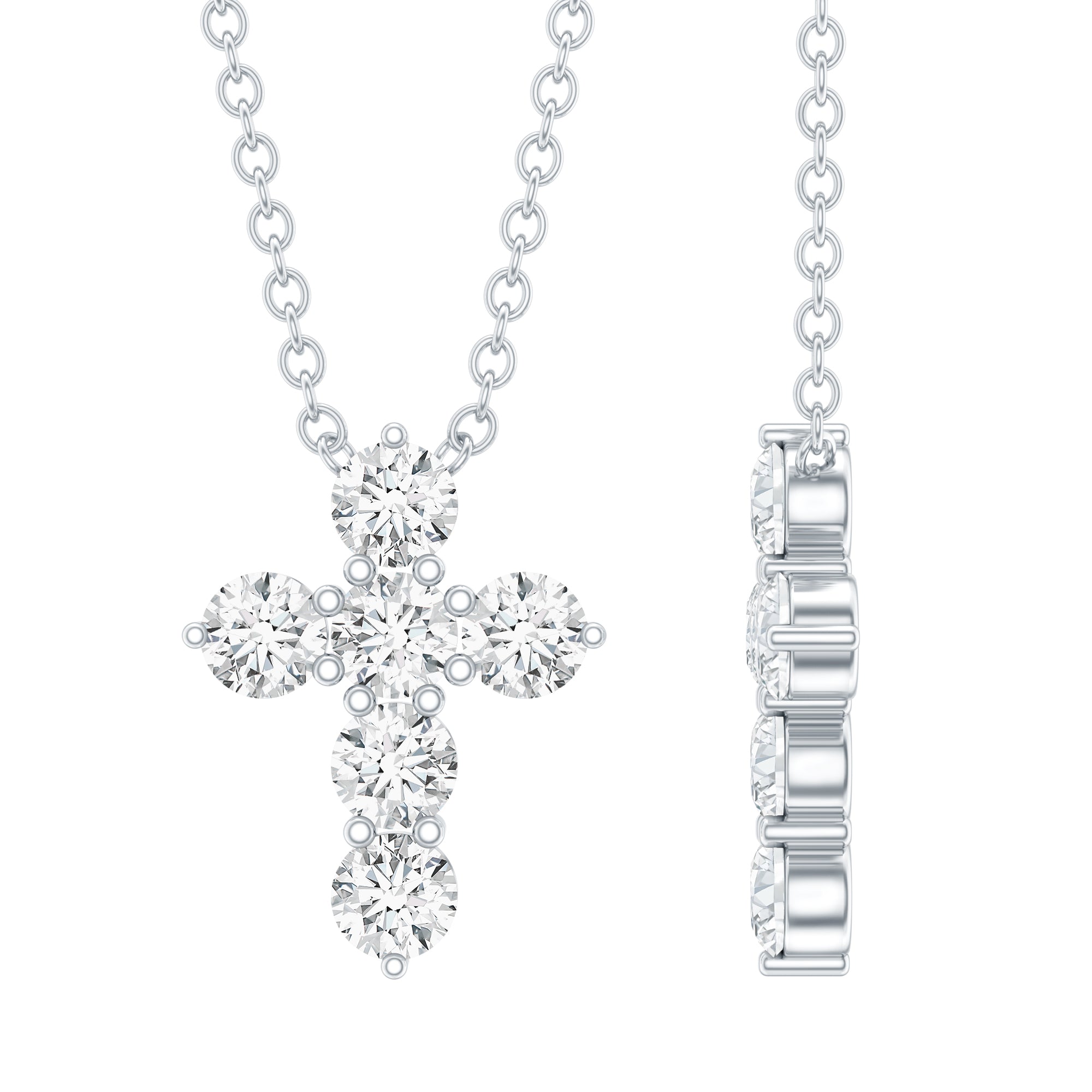 Lab Grown Diamond Religious Cross Pendant Necklace
