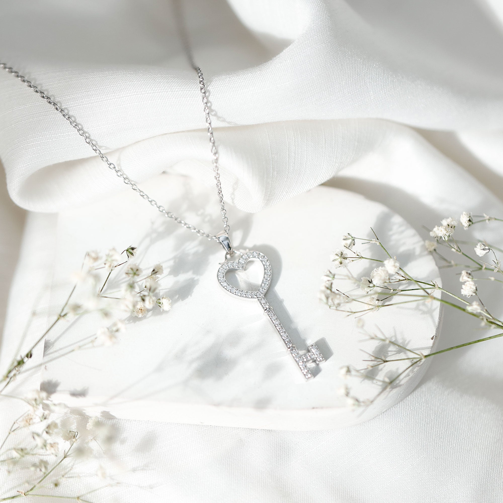 Lab Grown Diamond Key To My Heart Pendant Necklace Lab - ( EF-VS ) - Rosec Jewels
