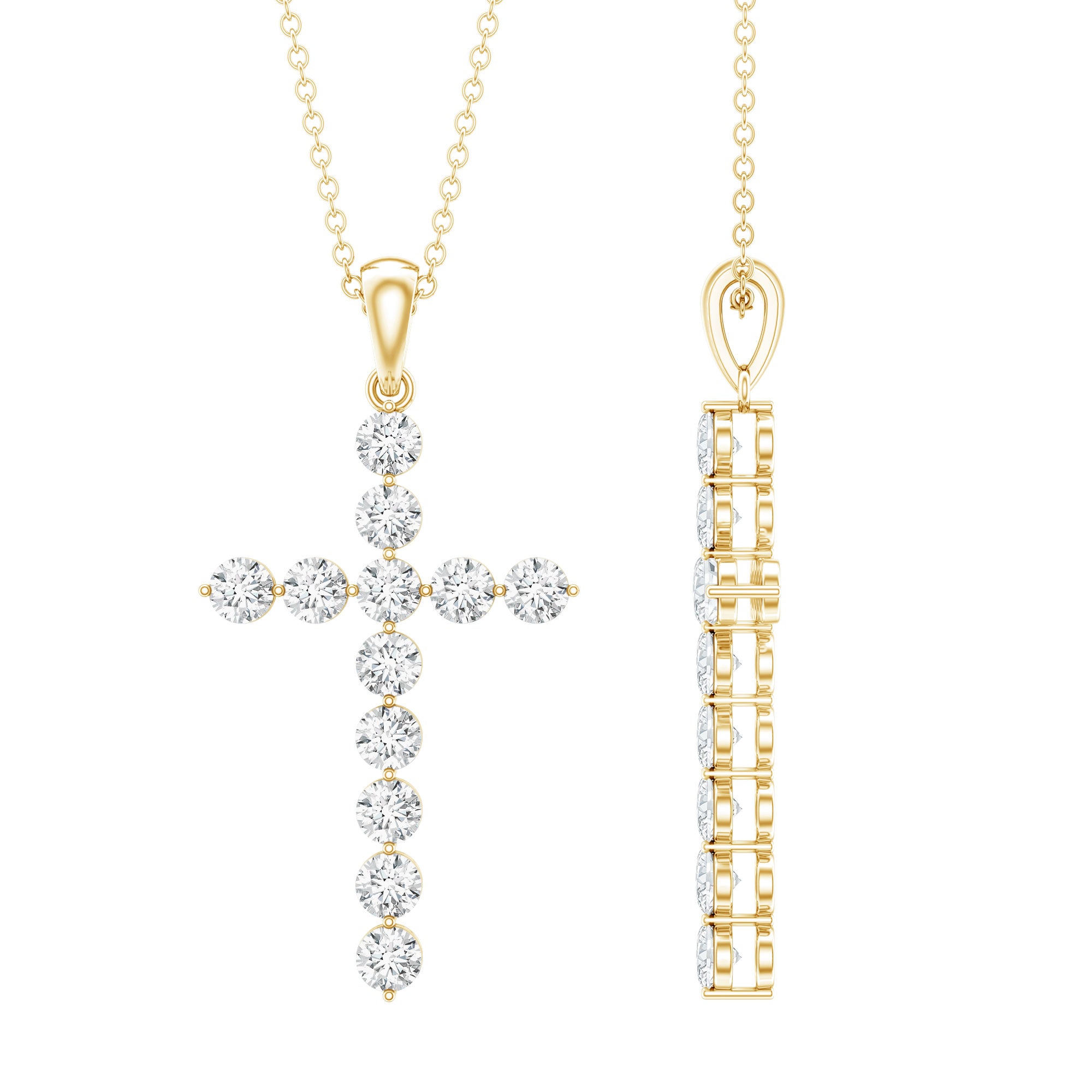 Certified Lab Grown Diamond Christian Cross Pendant Lab - ( EF-VS ) - Rosec Jewels