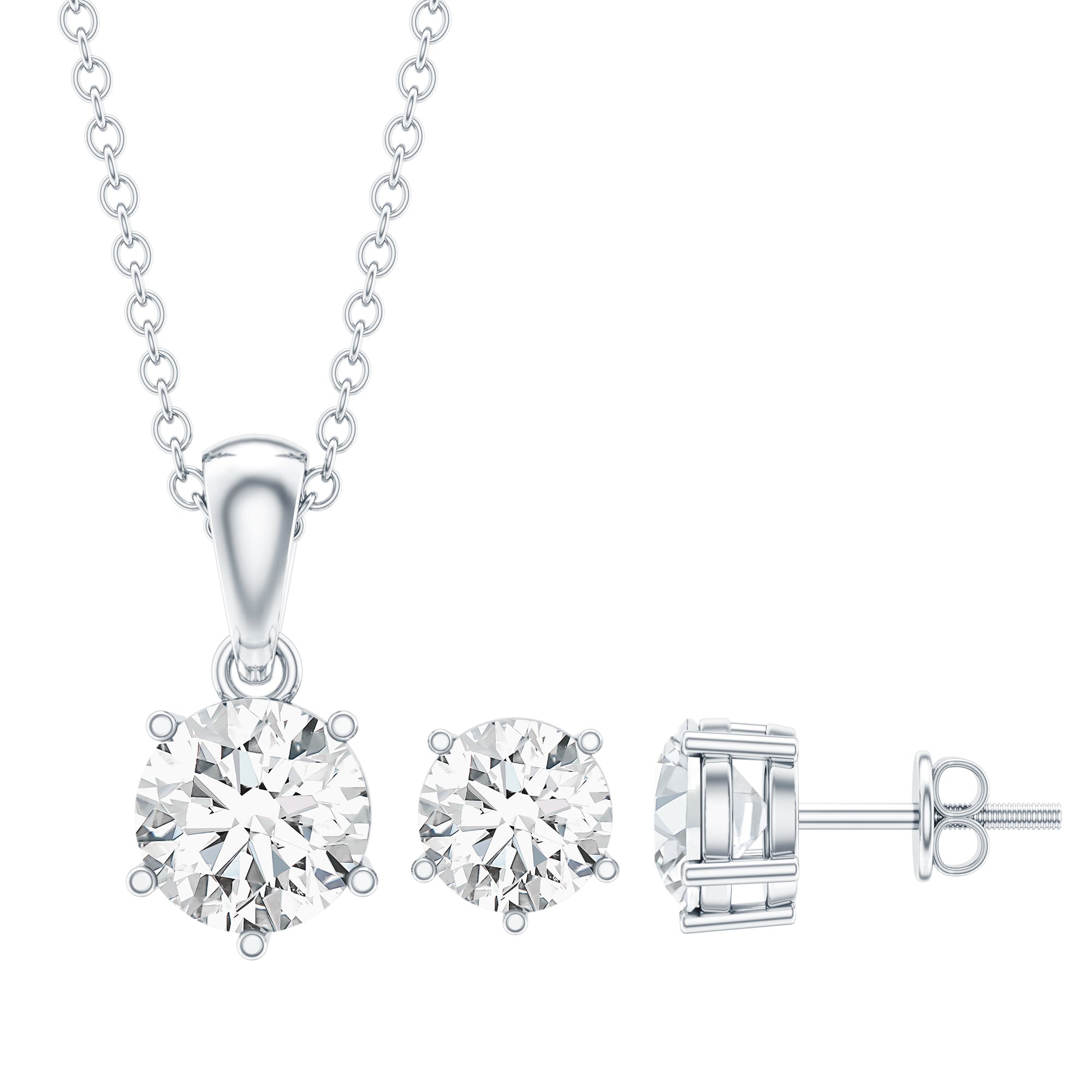 Certified Lab Grown Diamond Solitaire Necklace and Earrings Set
