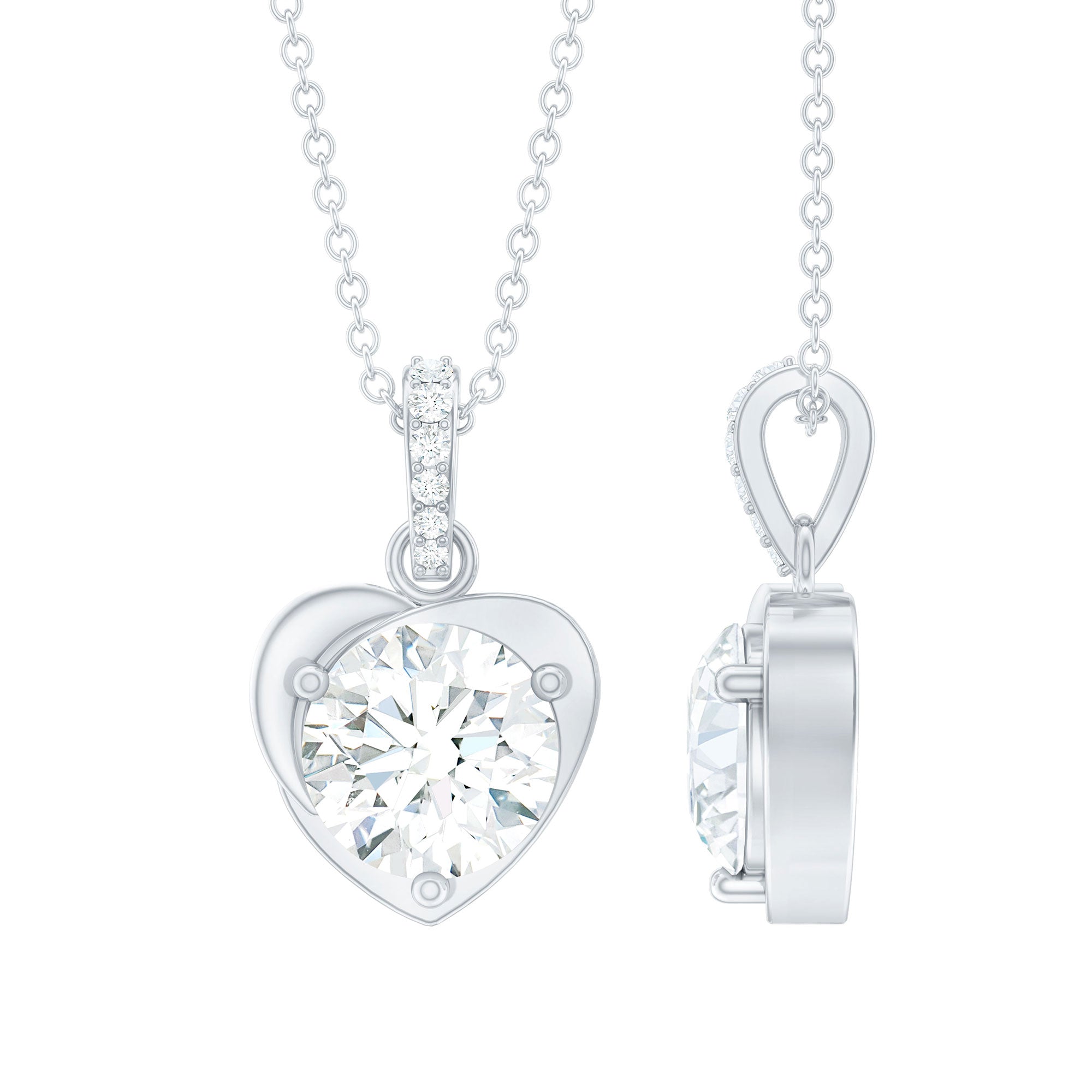2 Carat Lab Grown Diamond Solitaire Heart Locket for Women