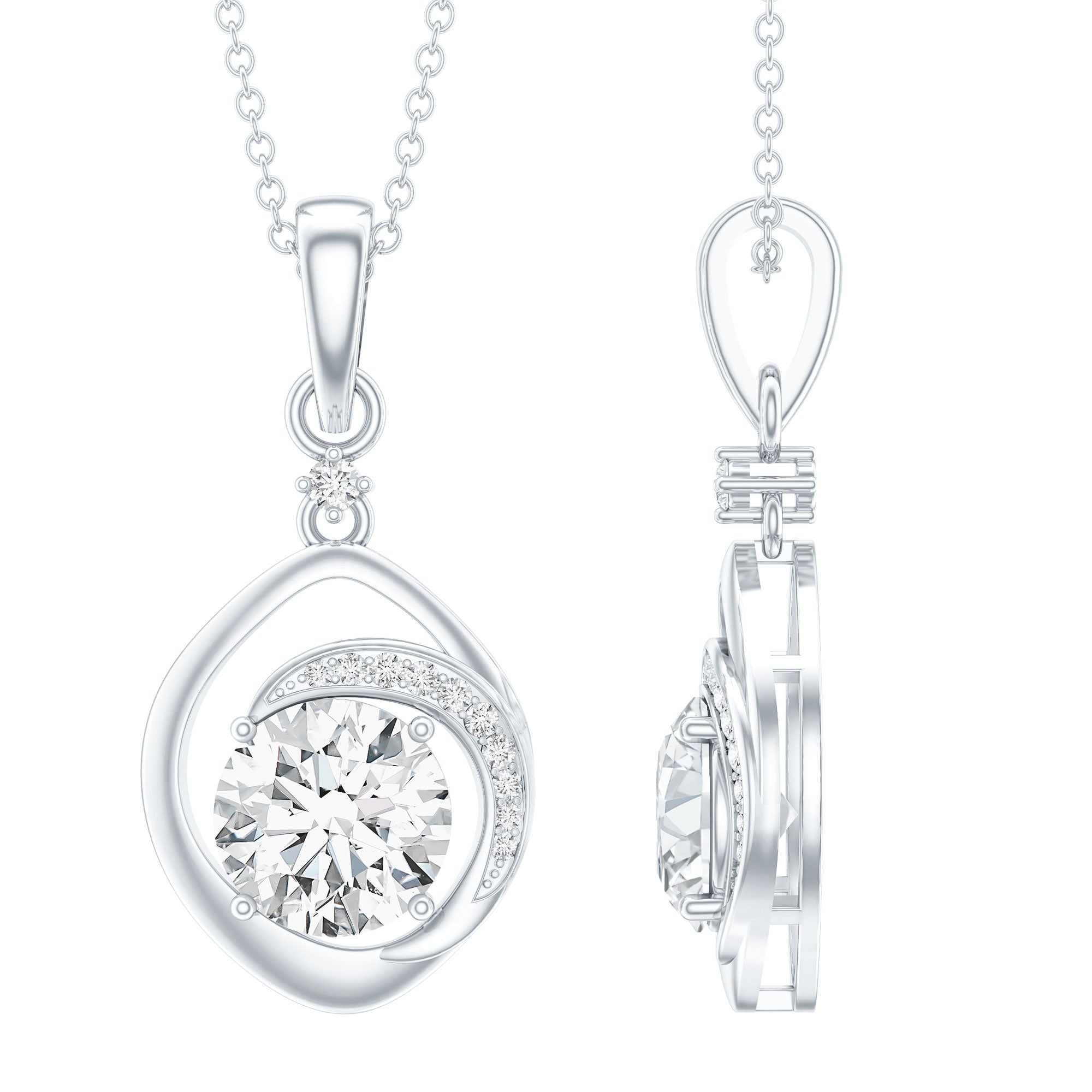 Lab Grown Diamond 2 Carat Solitaire Necklace