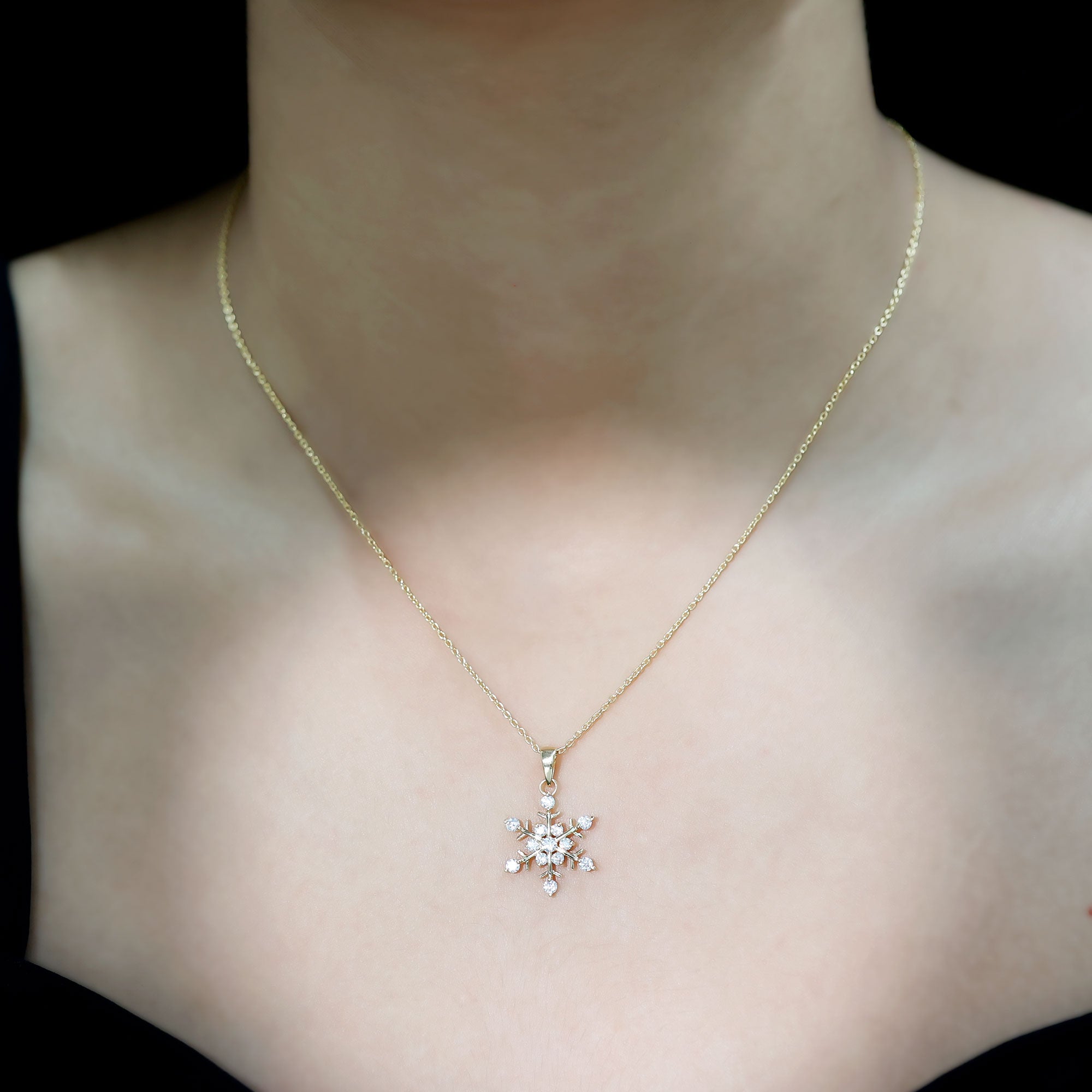 Lab Grown Diamond Christmas Snowflake Necklace Lab - ( EF-VS ) - Rosec Jewels