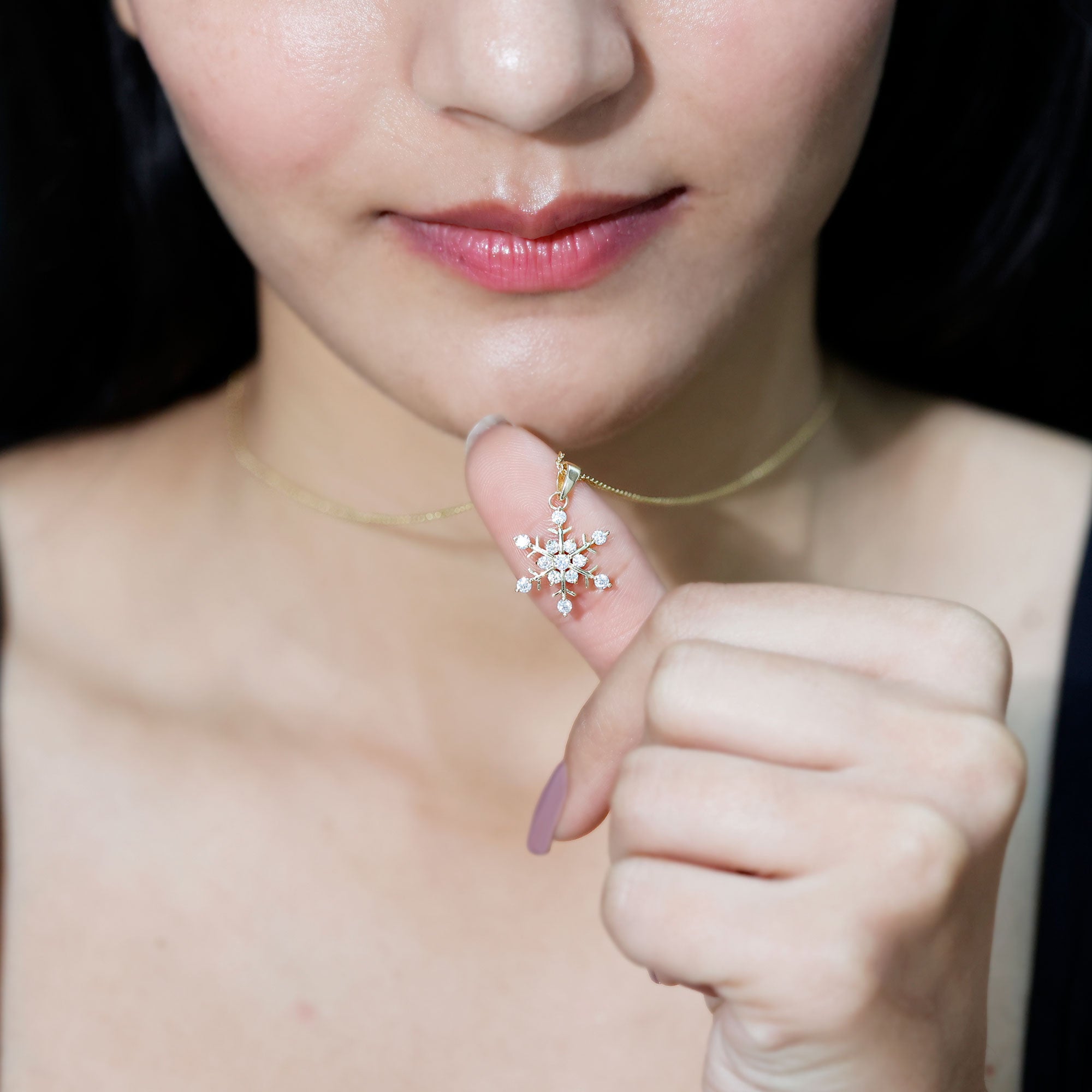 Lab Grown Diamond Christmas Snowflake Necklace Lab - ( EF-VS ) - Rosec Jewels