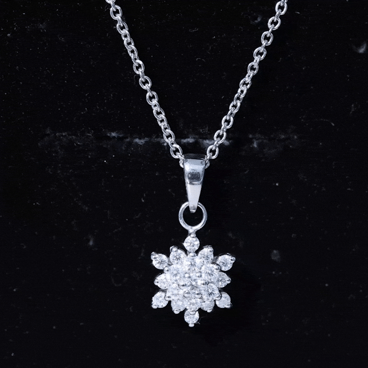 Certified Lab Grown Diamond Snowflake Necklace For Women Lab - ( EF-VS ) - Rosec Jewels