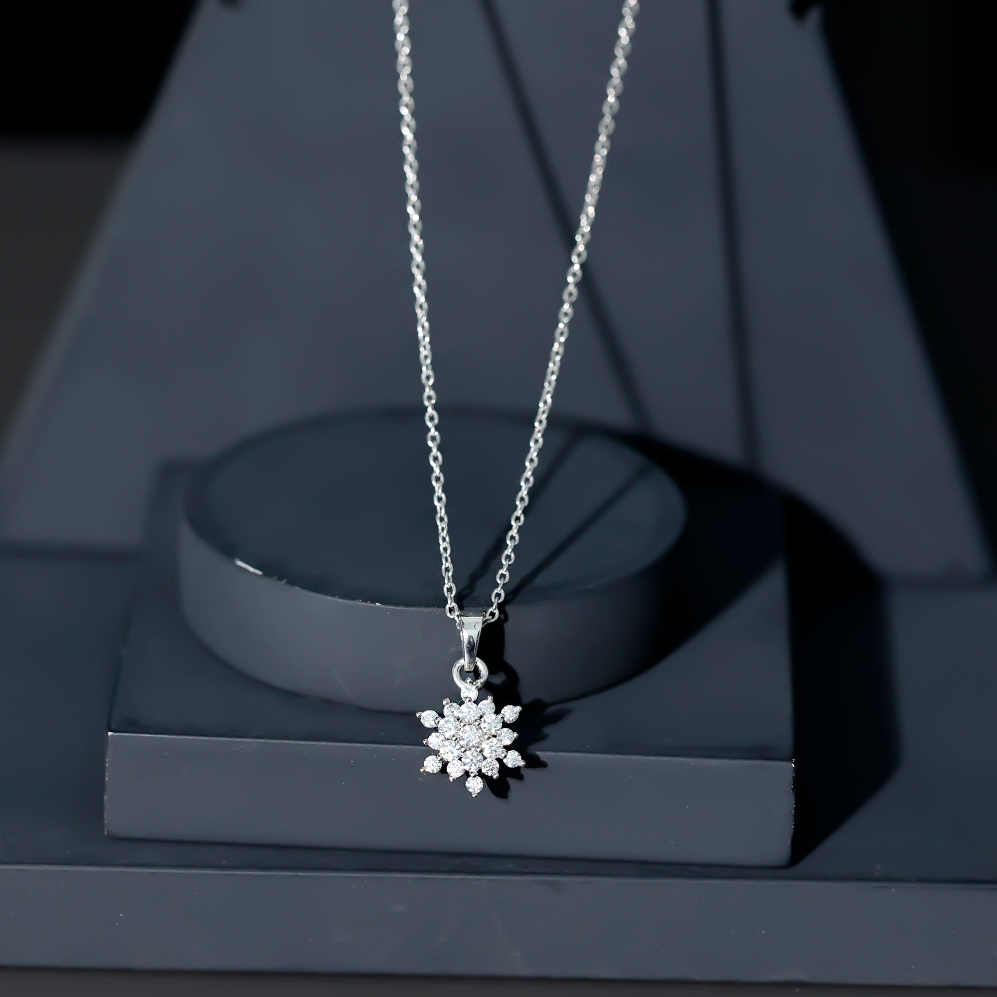 Certified Lab Grown Diamond Snowflake Necklace For Women Lab - ( EF-VS ) - Rosec Jewels