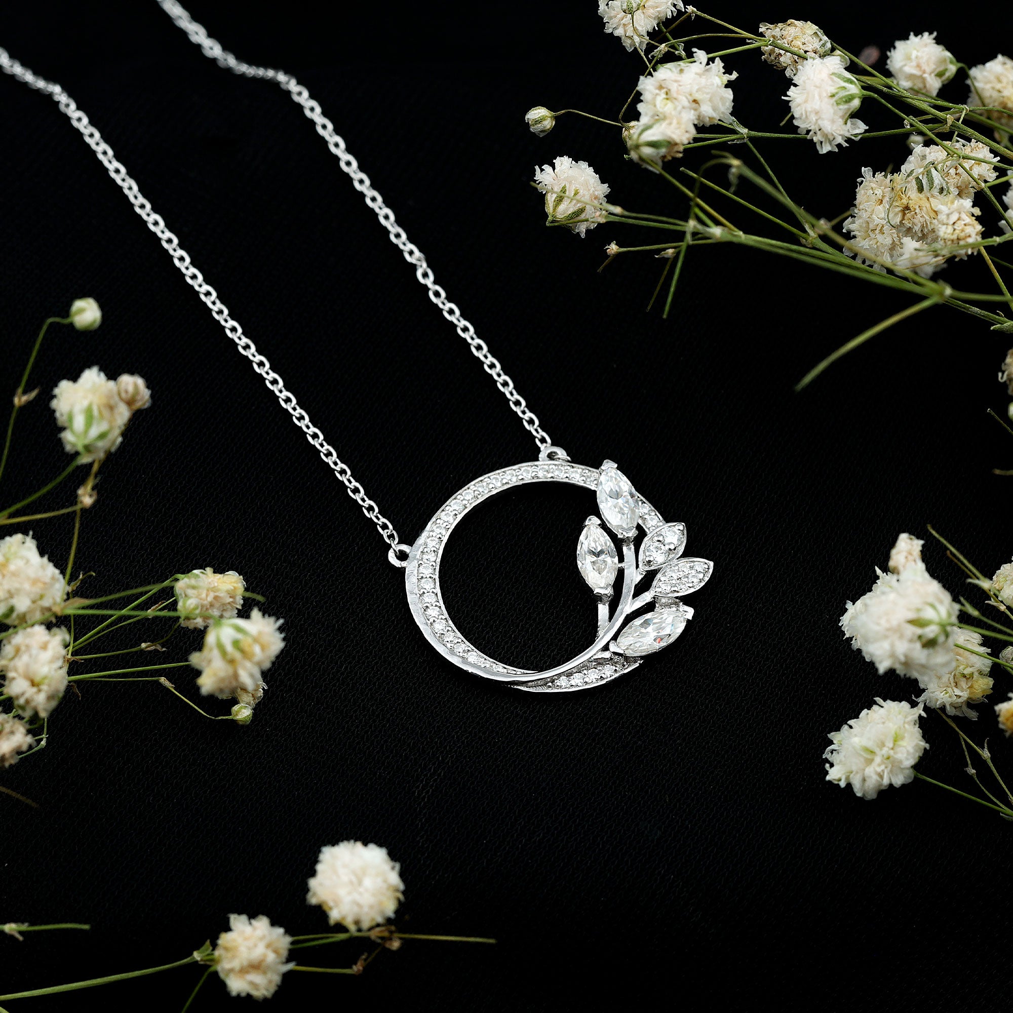 Nature Inspired Lab Grown Diamond Eternity Necklace Lab - ( EF-VS ) - Rosec Jewels