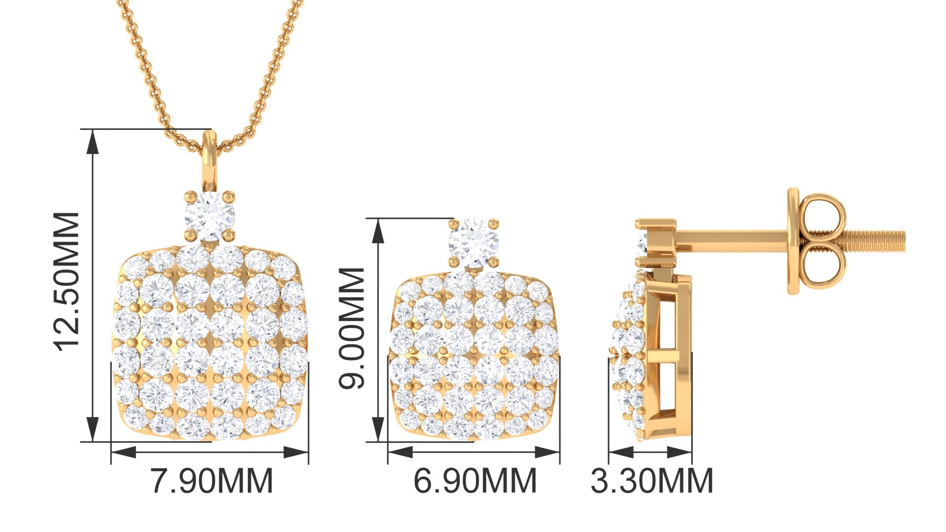 Certified Lab Grown Diamond Bridal Necklace Earring Set Lab - ( EF-VS ) - Rosec Jewels