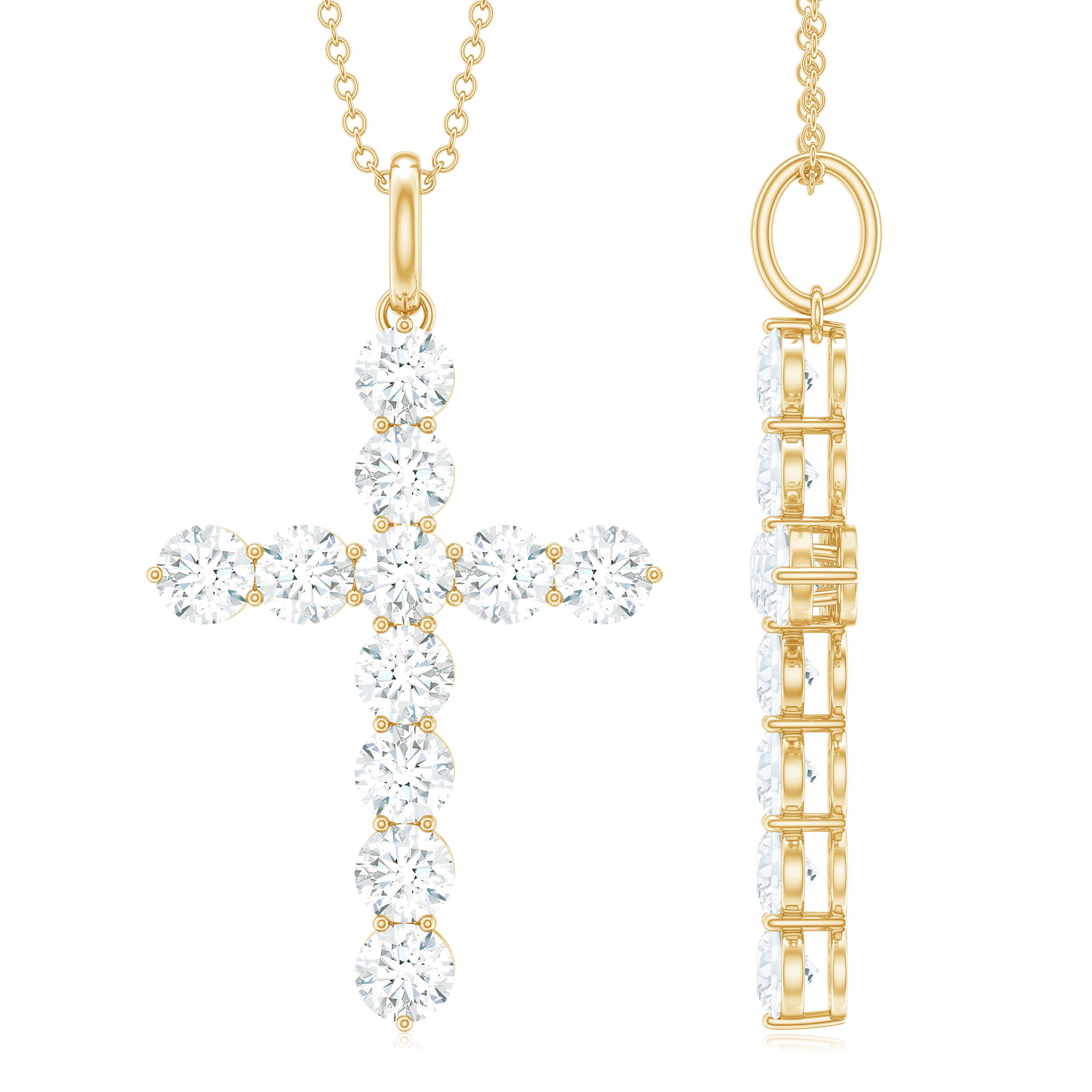 Rosec Jewels-Lab Grown Diamond Catholic Cross Necklace for Women