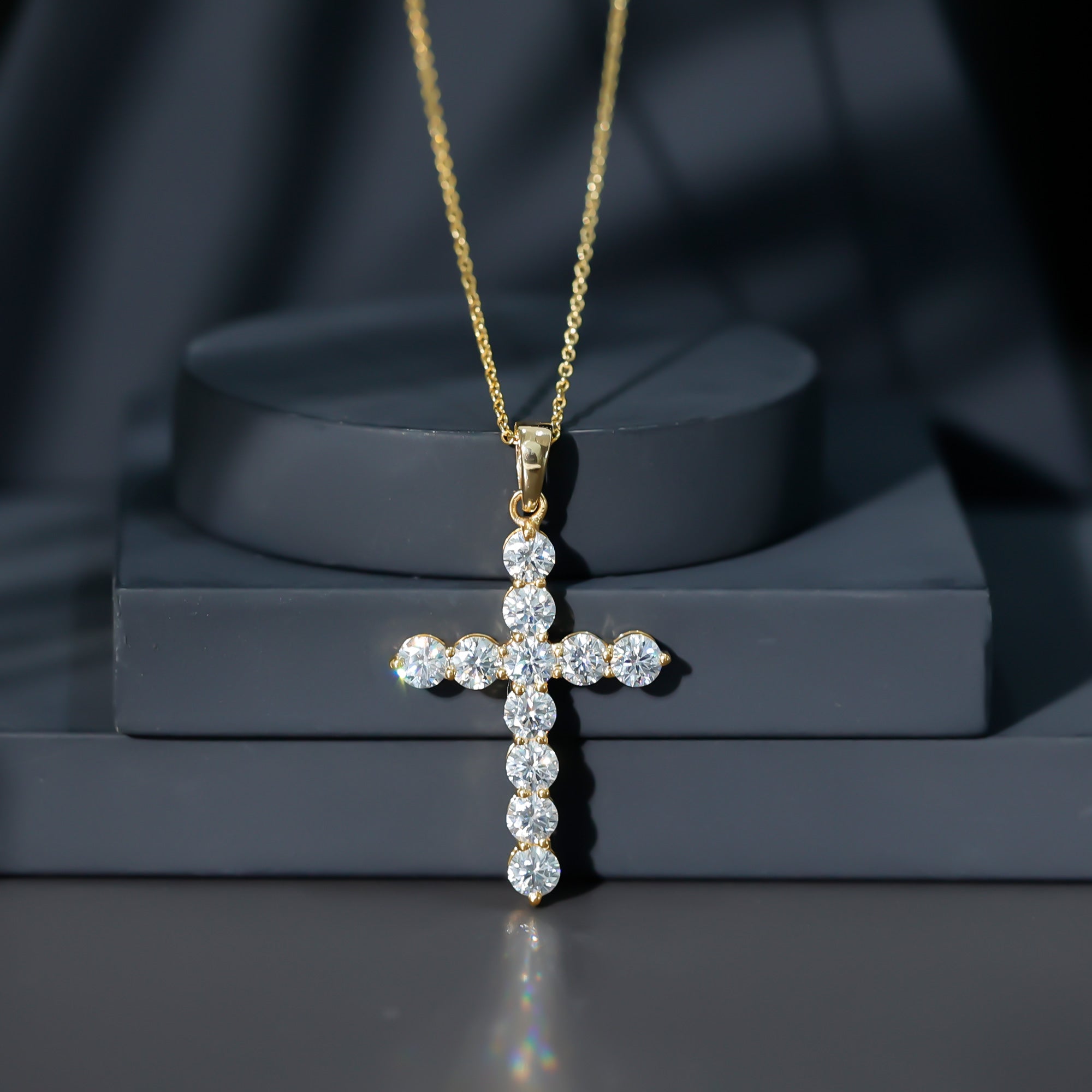 Lab Grown Diamond Catholic Cross Necklace for Women Lab - ( EF-VS ) - Rosec Jewels
