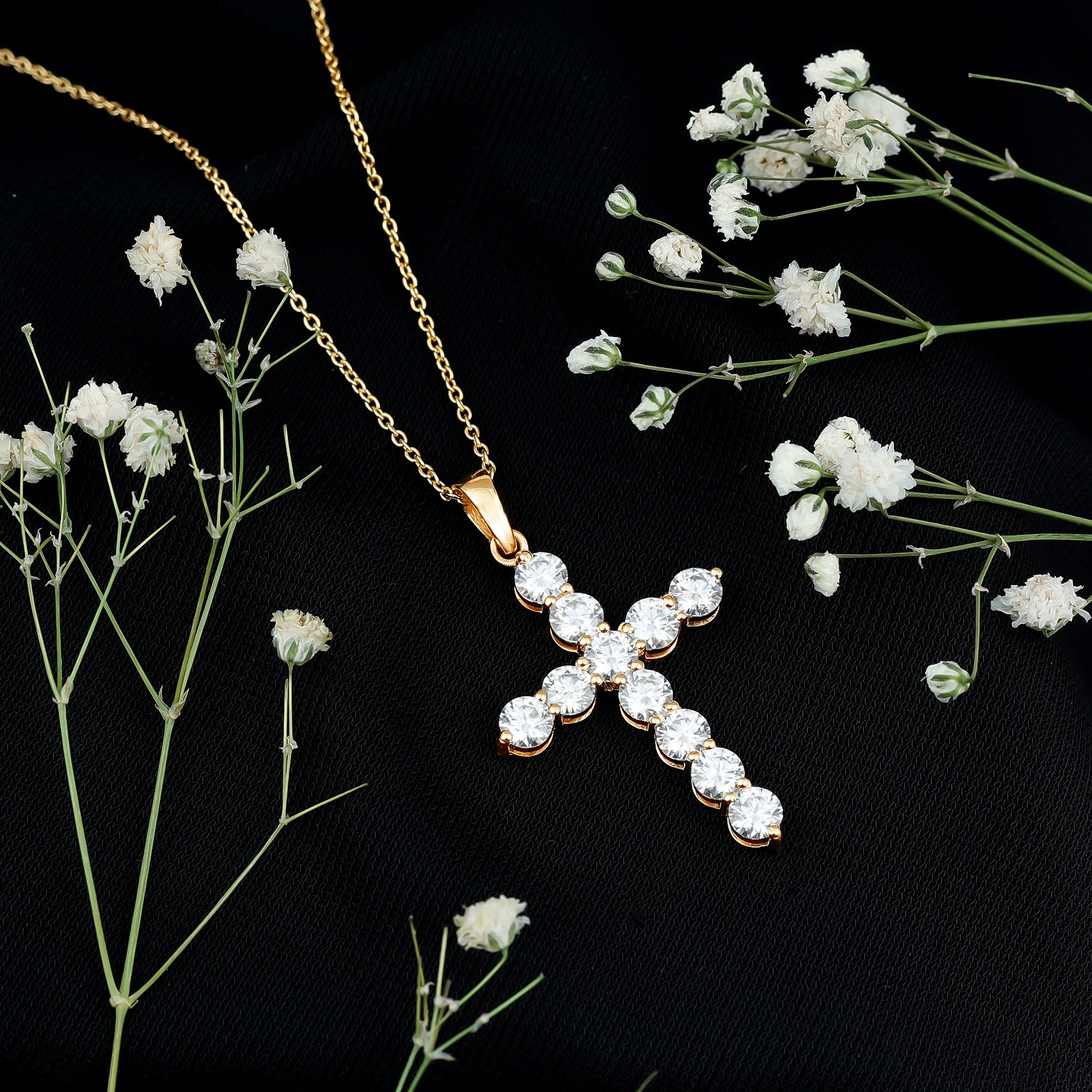 Rosec Jewels-Lab Grown Diamond Catholic Cross Necklace for Women