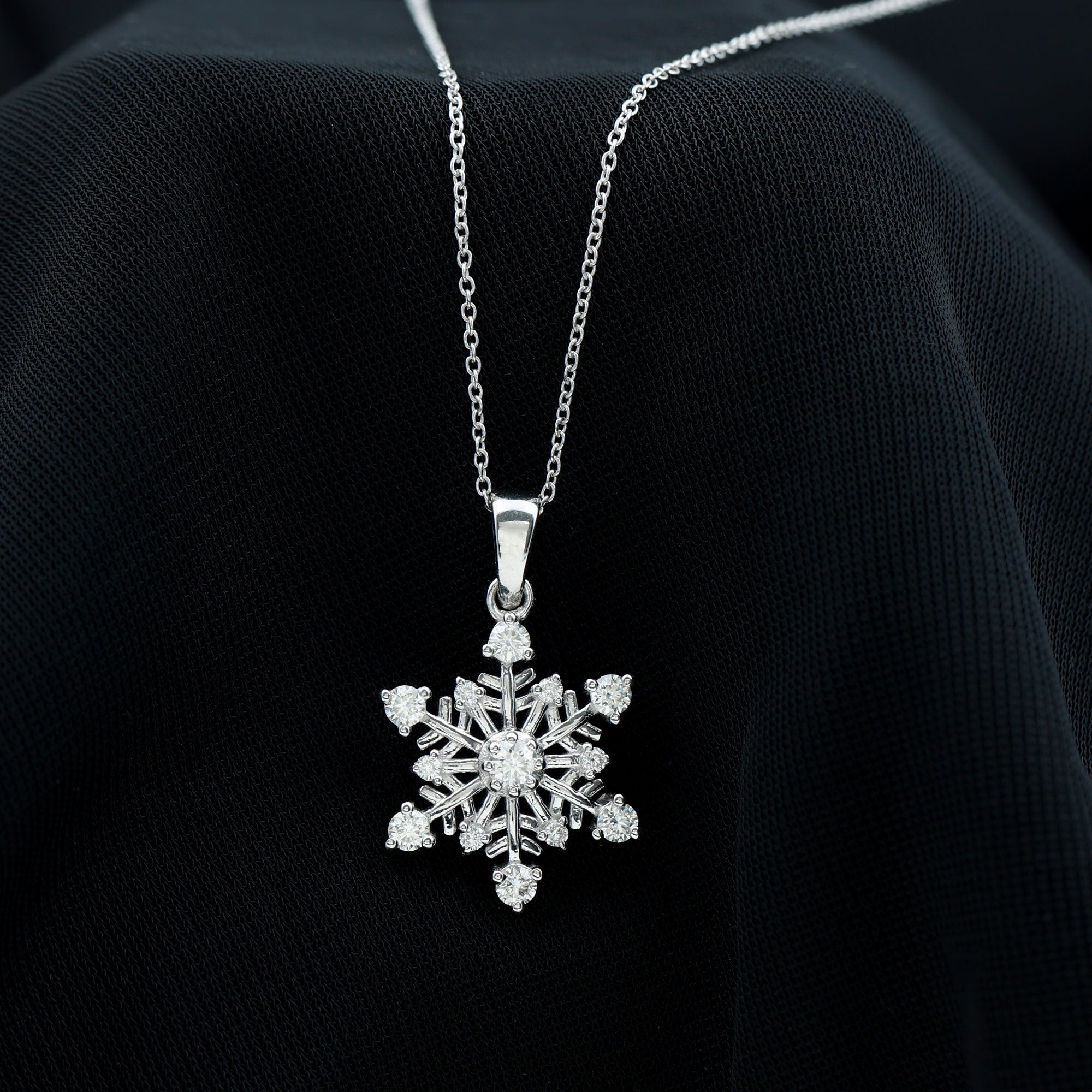 Rosec Jewels-Lab Grown Diamond Snowflake Winter Necklace for Her