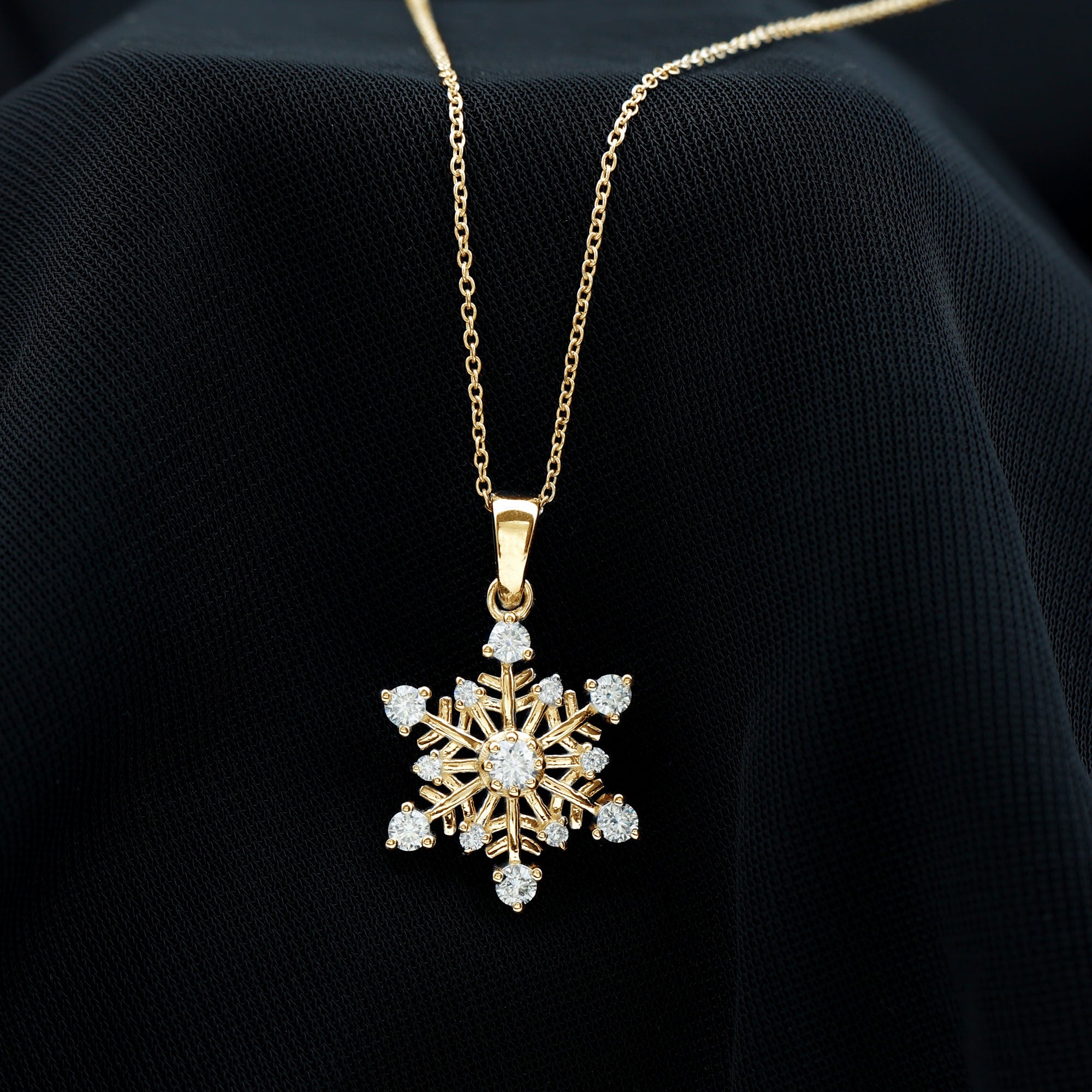 Rosec Jewels-Lab Grown Diamond Snowflake Winter Necklace for Her
