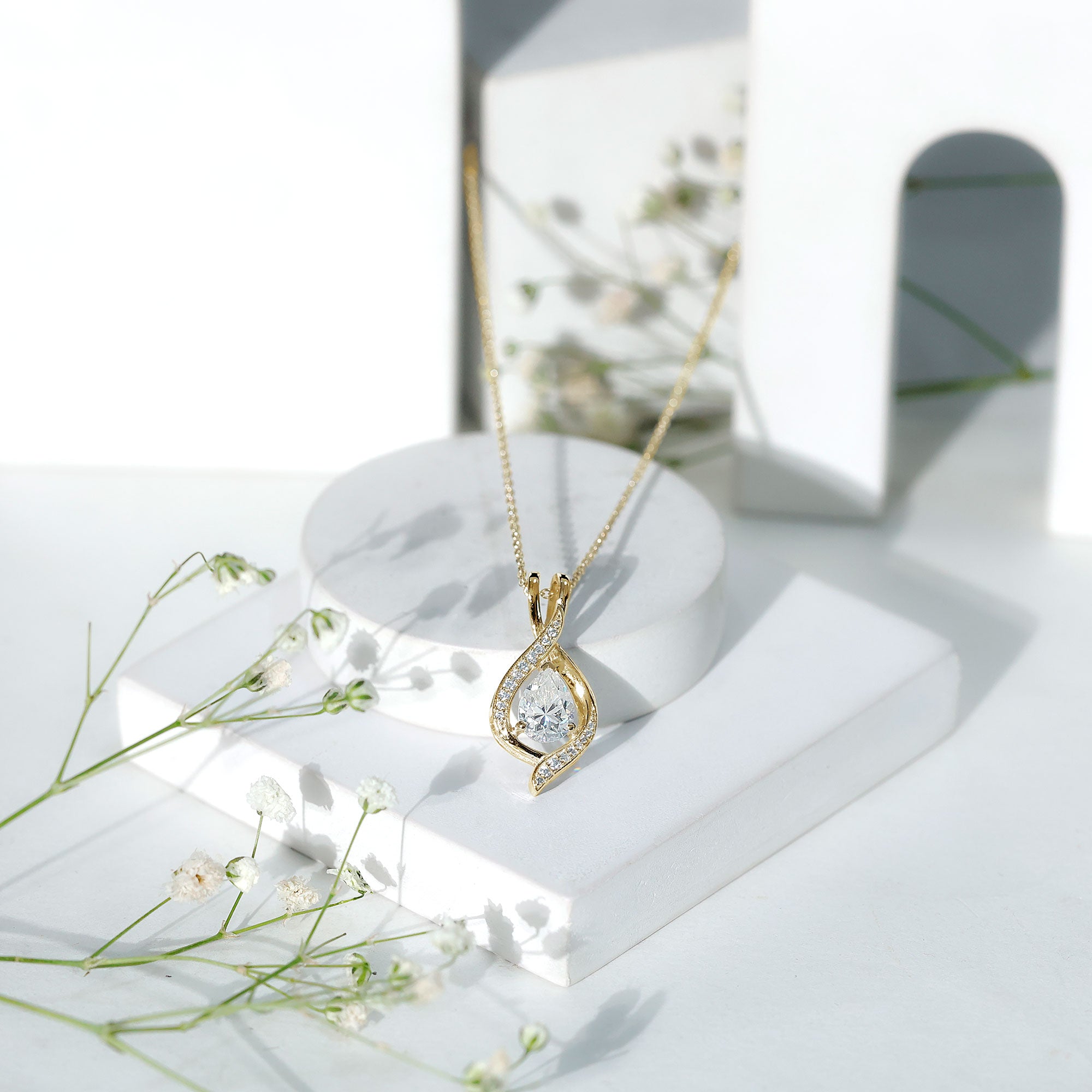 Rosec Jewels-Lab Grown Diamond Teardrop Bridal Wedding Necklace