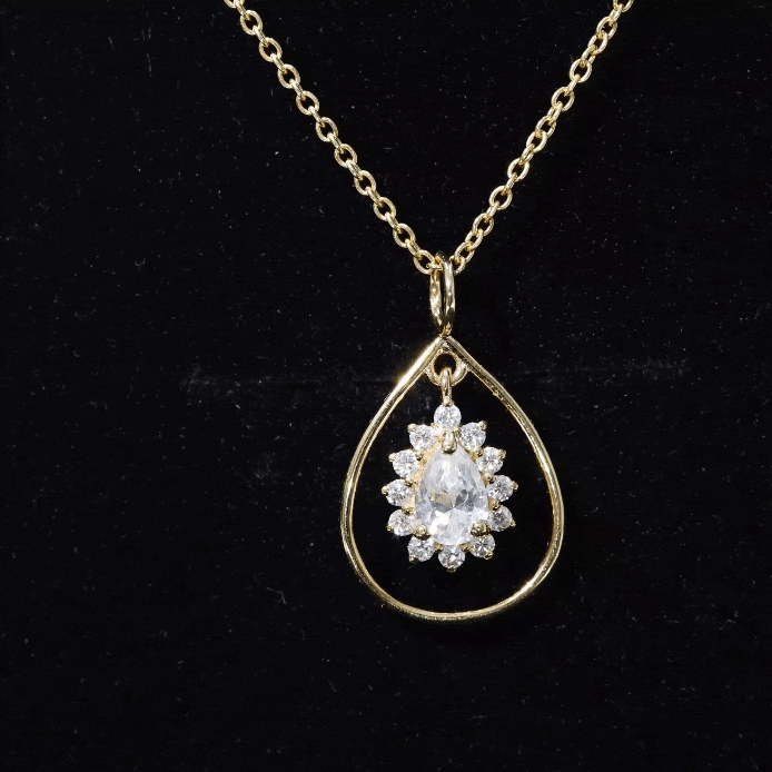 Pear Shape Lab Grown Diamond Teardrop Pendant Necklace Lab - ( EF-VS ) - Rosec Jewels