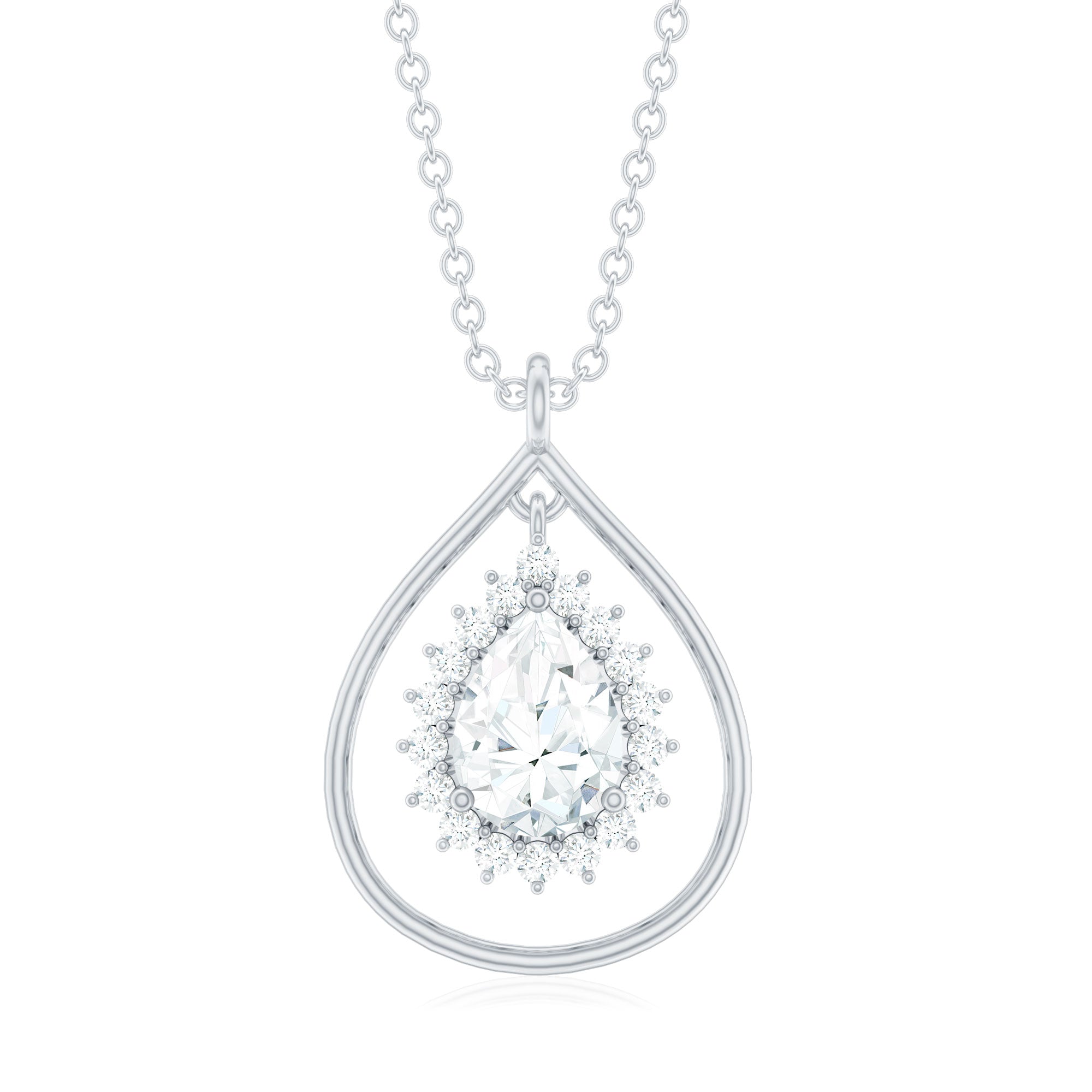Pear Shape Lab Grown Diamond Teardrop Pendant Necklace Lab - ( EF-VS ) - Rosec Jewels