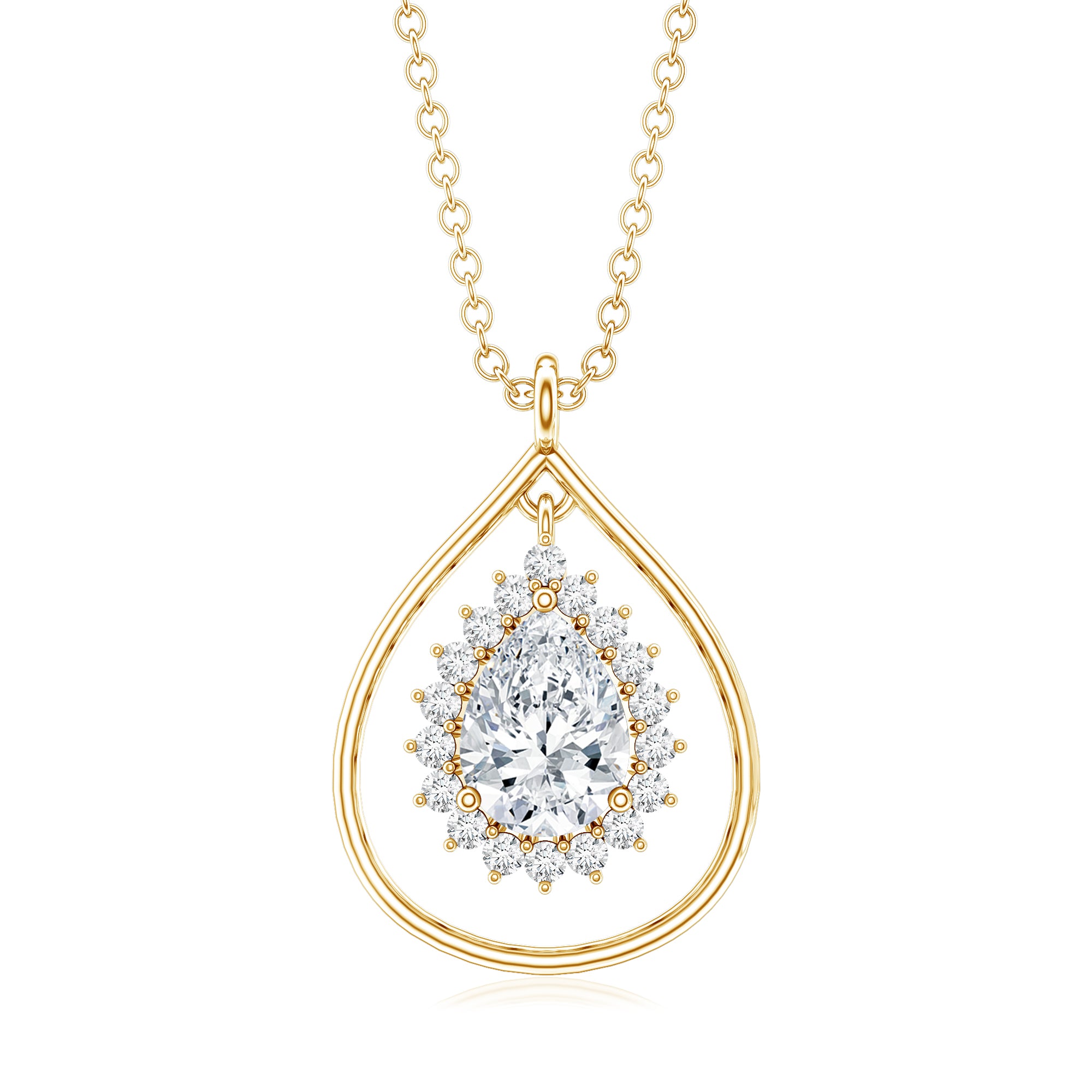 Pear Shape Lab Grown Diamond Teardrop Pendant Necklace Lab - ( EF-VS ) - Rosec Jewels