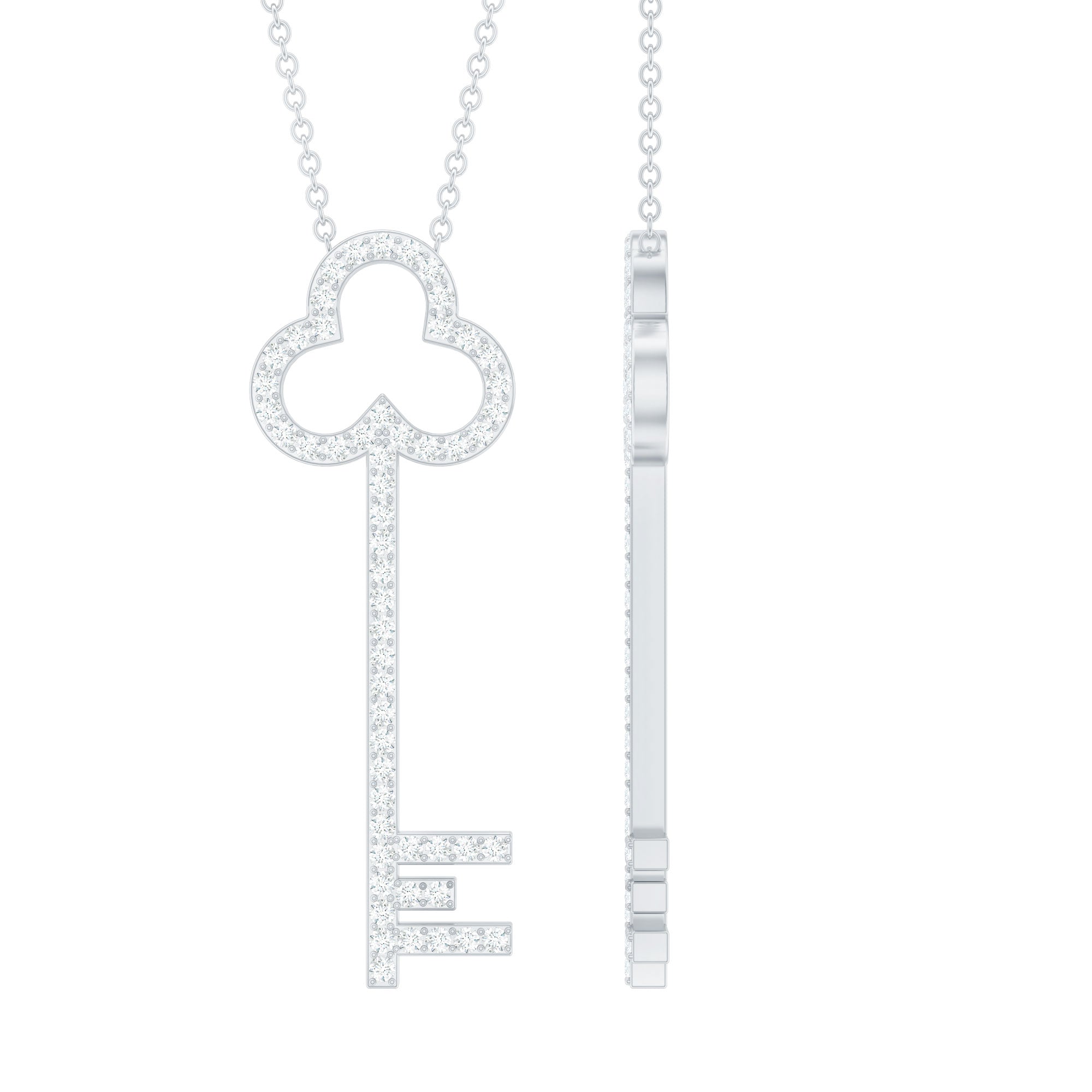 Certified Moissanite Key Pendant Necklace