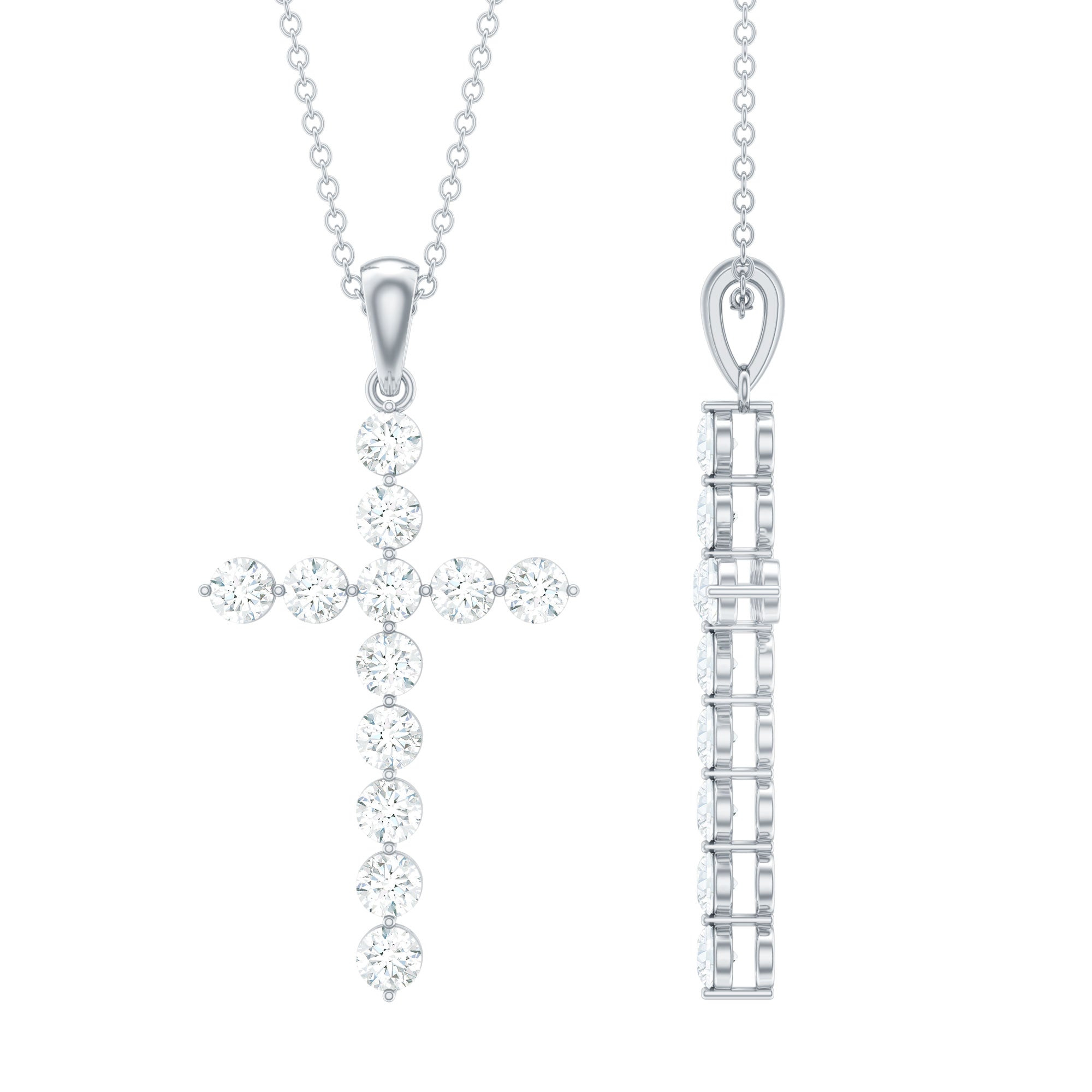 Certified Moissanite Cross Pendant Necklace