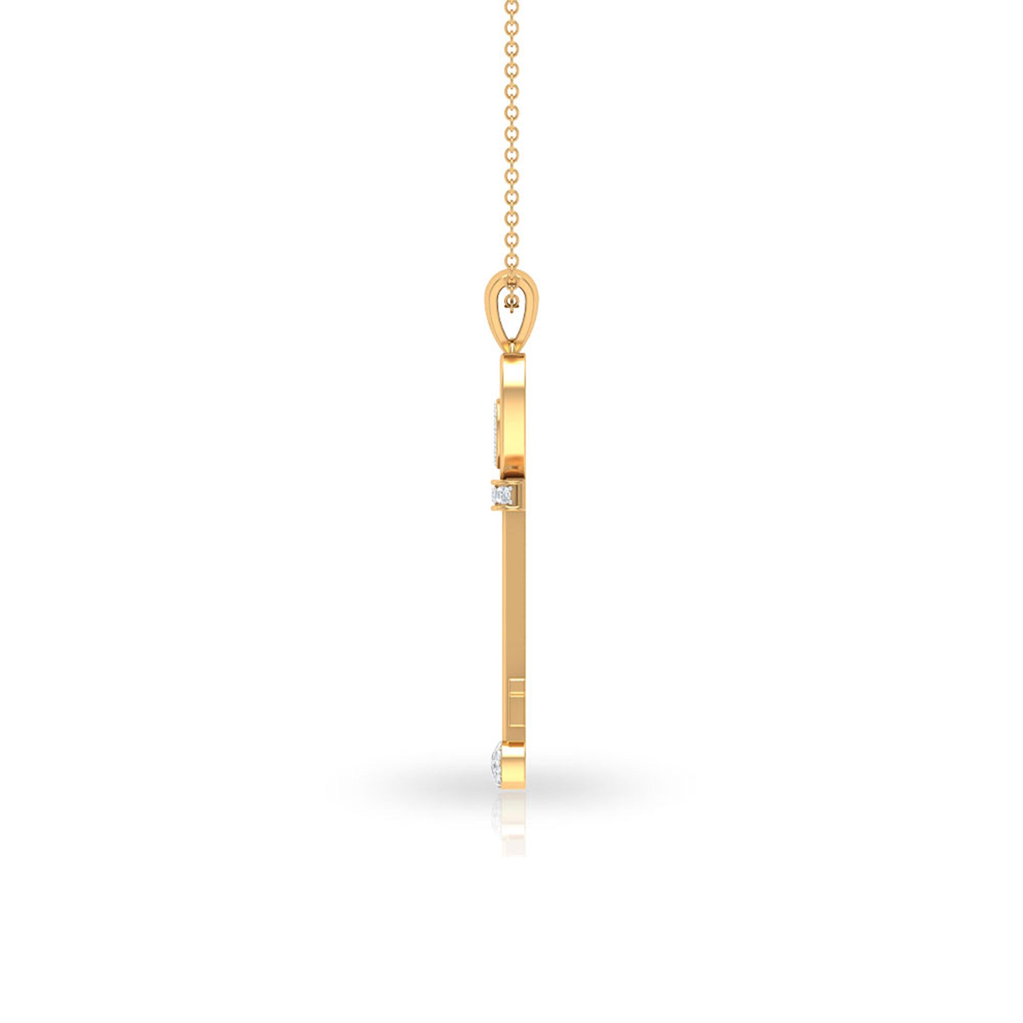 Vintage Style Diamond Key Necklace For Women Natural - ( HI-SI ) - Rosec Jewels