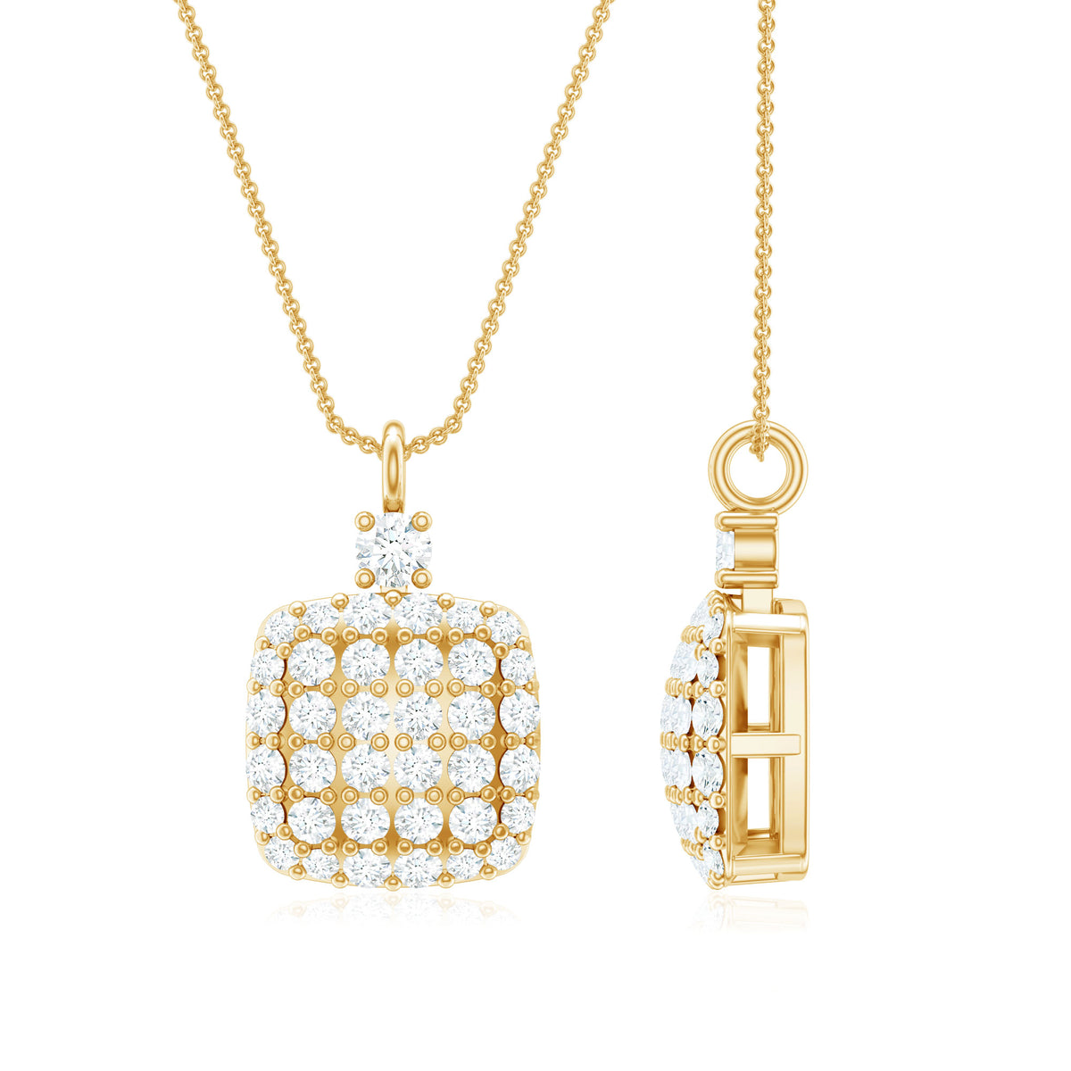 Certified Brilliant Cut Diamond Pendant Necklace Natural - ( HI-SI ) - Rosec Jewels