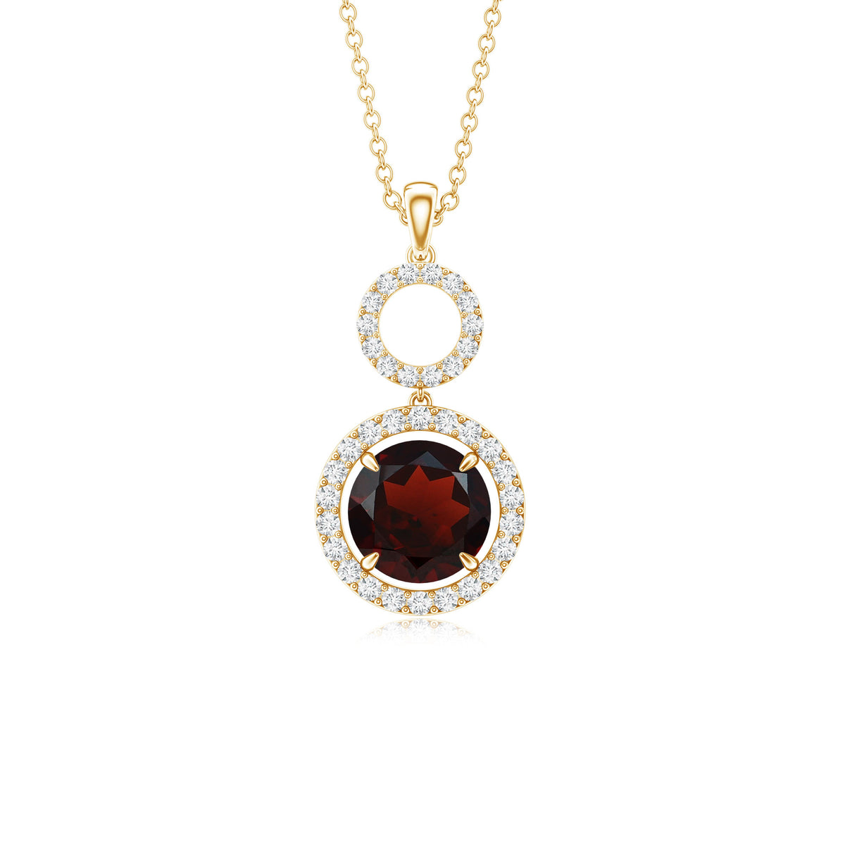Real Garnet Circle Eternity Necklace with Diamond AAA - Rosec Jewels