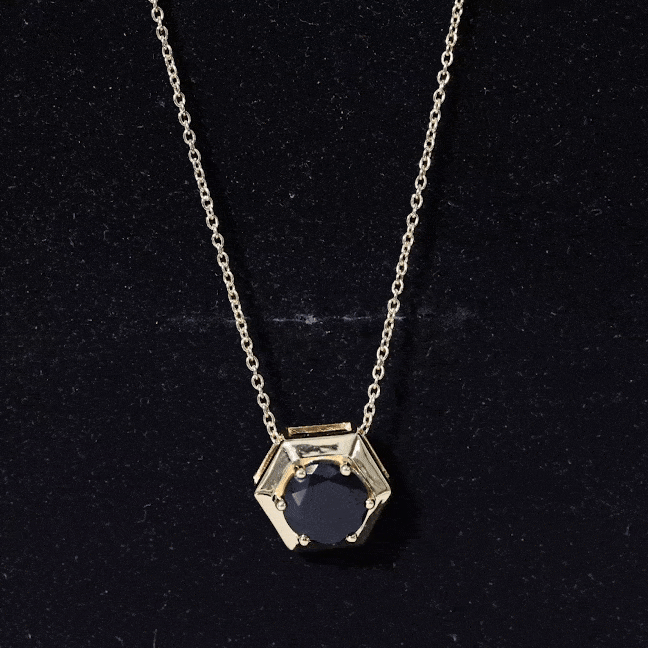 2 Carat Natural Black Onyx Solitaire Hexagon Pendant AAA - Rosec Jewels