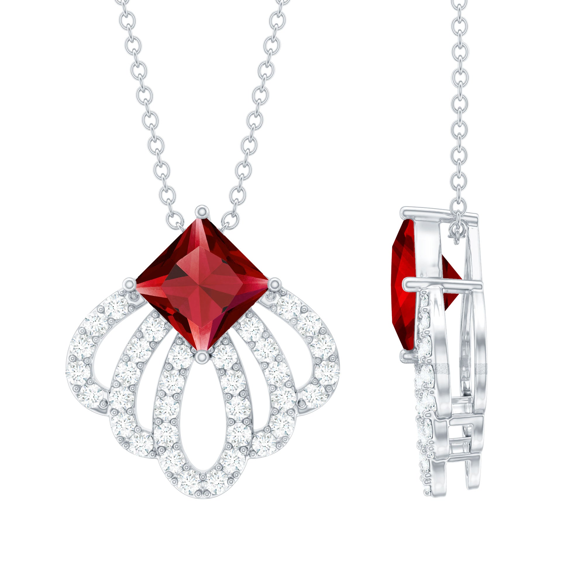 Lab Grown Ruby Diamond Designer Wedding Necklace