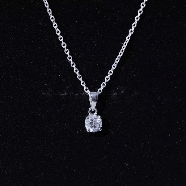 Round 0.4 Carat Brilliant Cut Lab Diamond Solitaire Necklace for Women Lab - ( EF-VS ) - Rosec Jewels