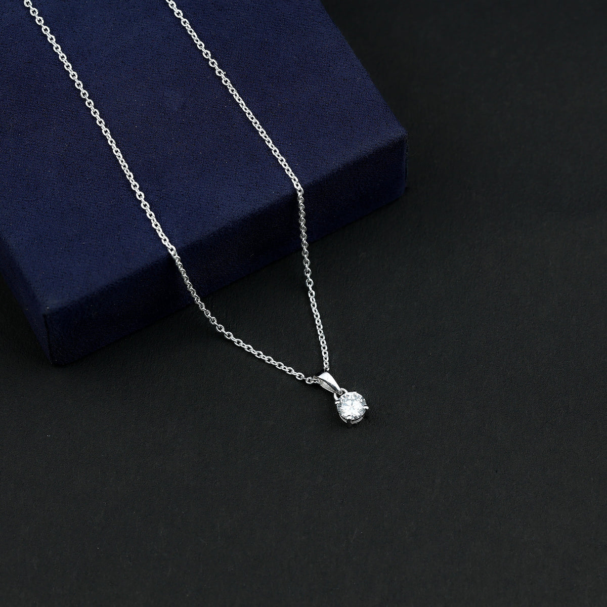 Round 0.4 Carat Brilliant Cut Lab Diamond Solitaire Necklace for Women Lab - ( EF-VS ) - Rosec Jewels